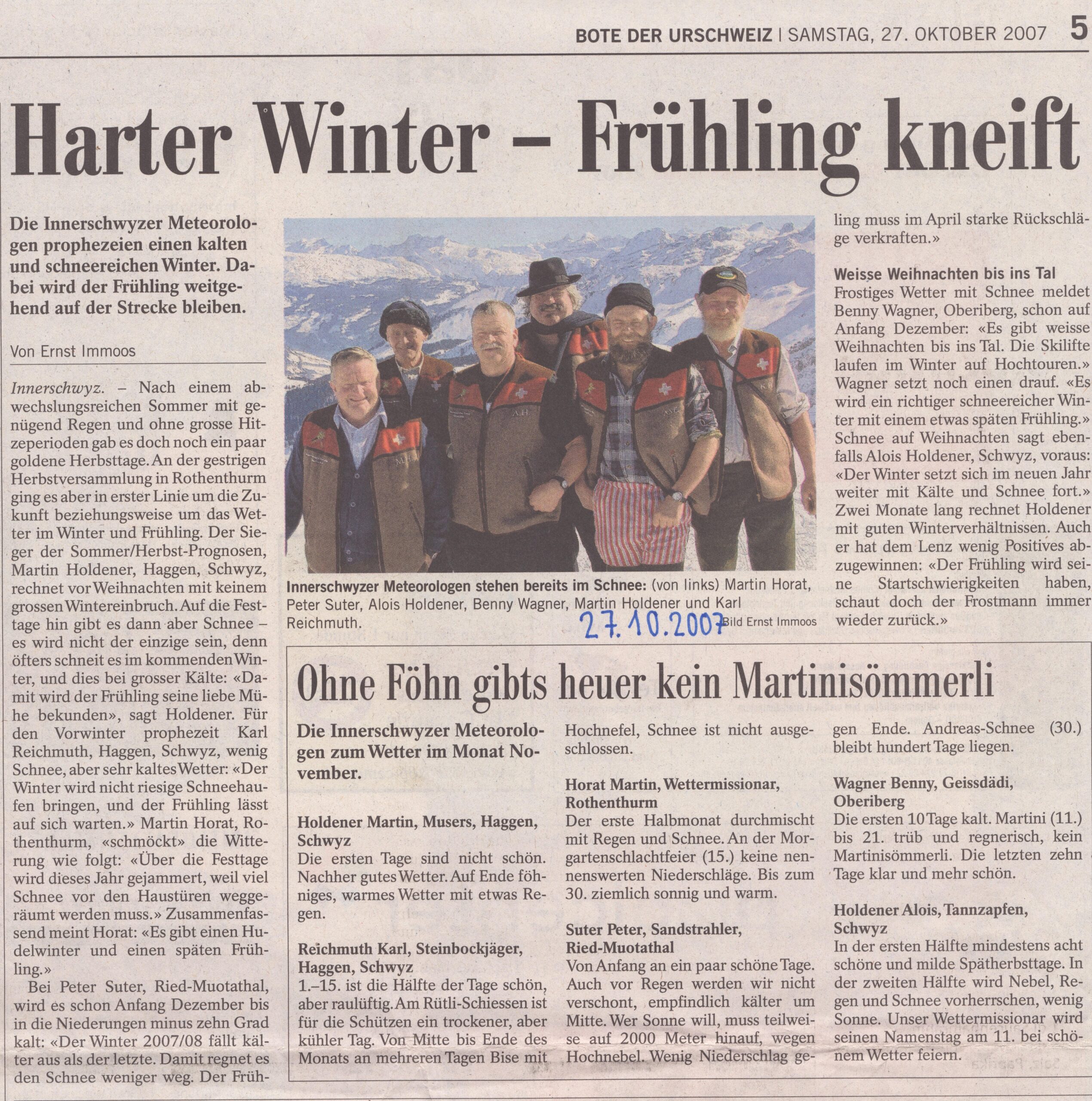 Martinisömmerli
Ernst Immoos, Bote der Urschweiz, 2007 Ze269