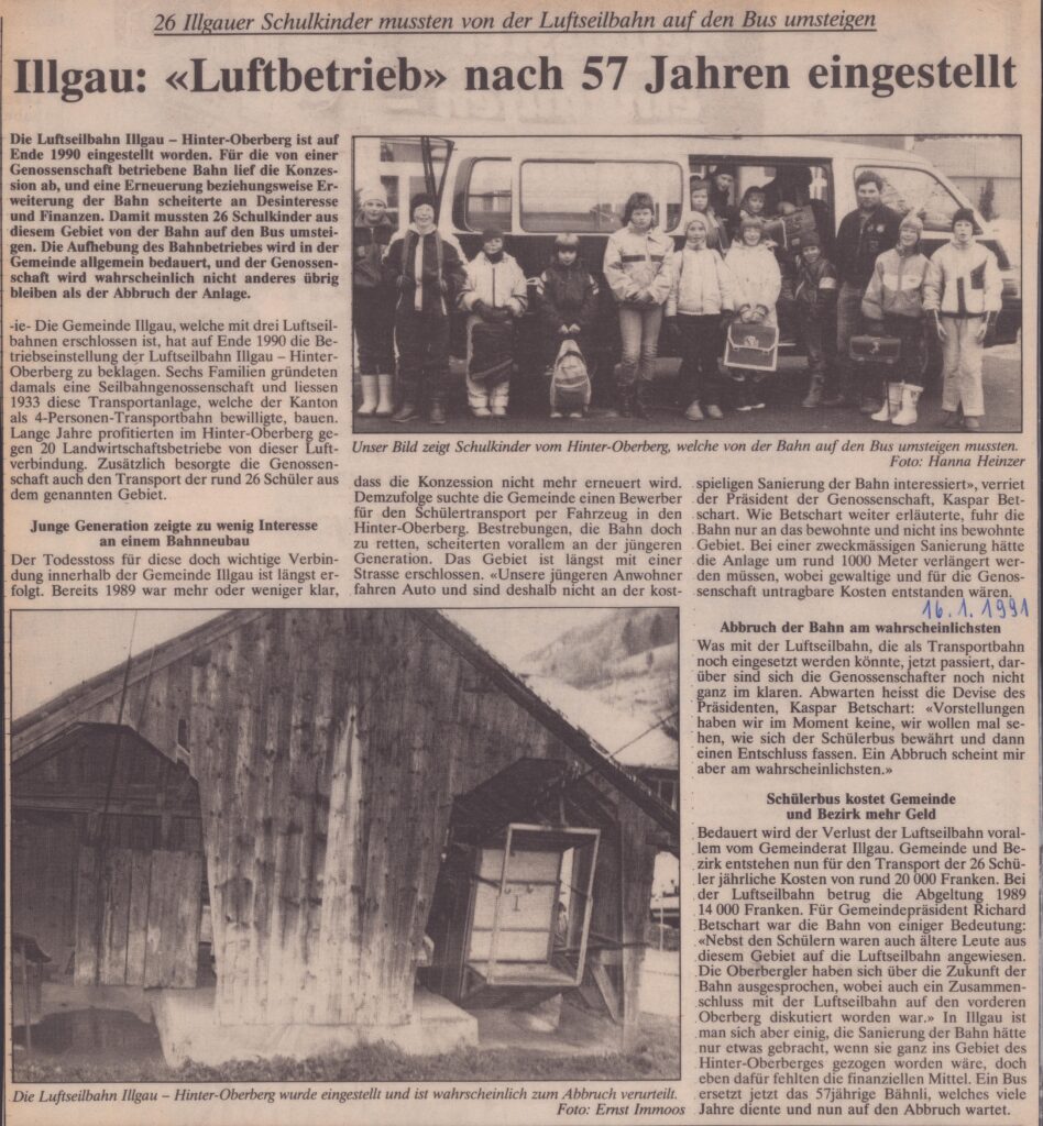 Schulbus in Illgau
Ernst Immoos, Bote der Urschweiz, 1991, Ze272