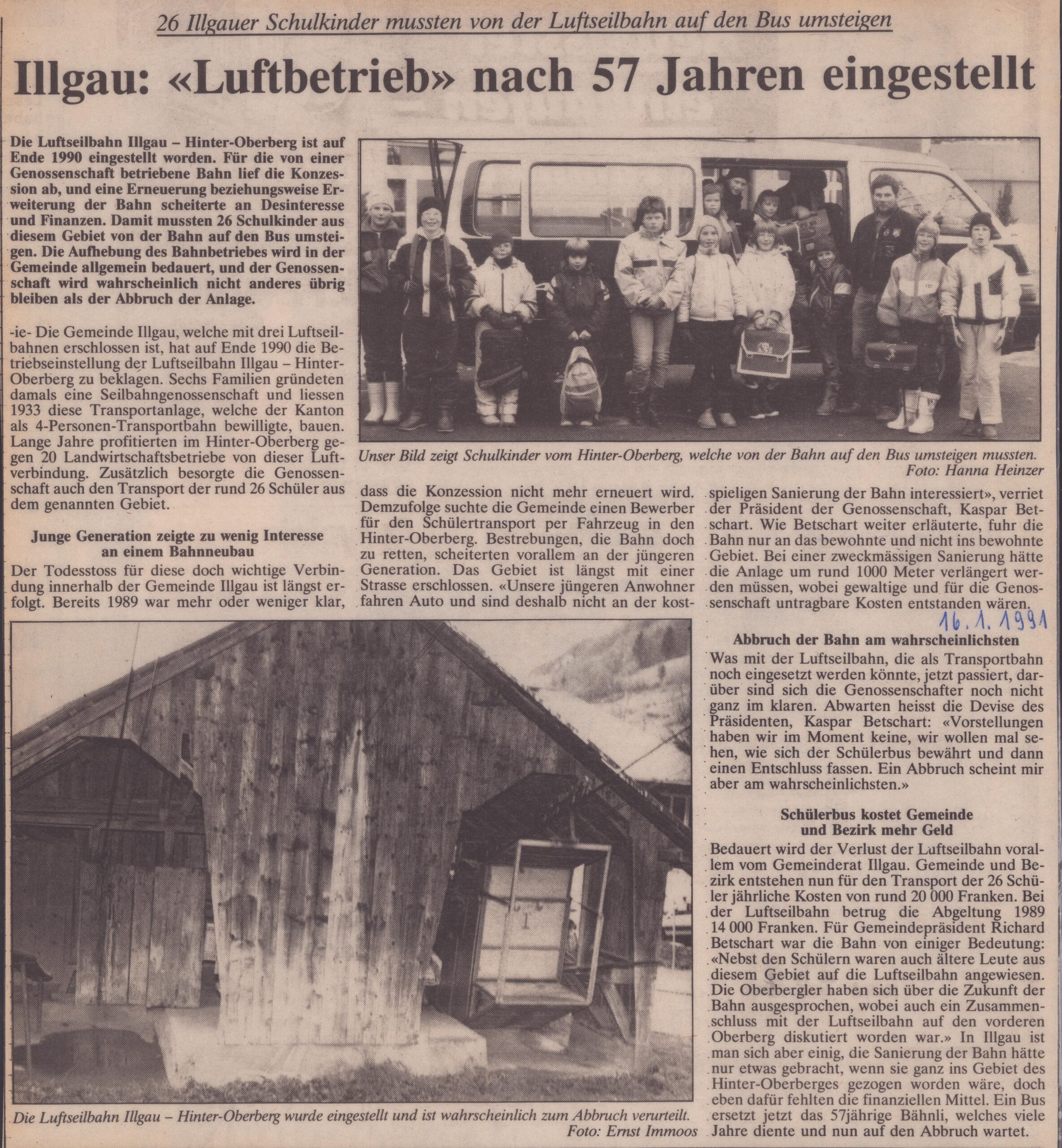 Schulbus in Illgau
Ernst Immoos, Bote der Urschweiz, 1991, Ze272