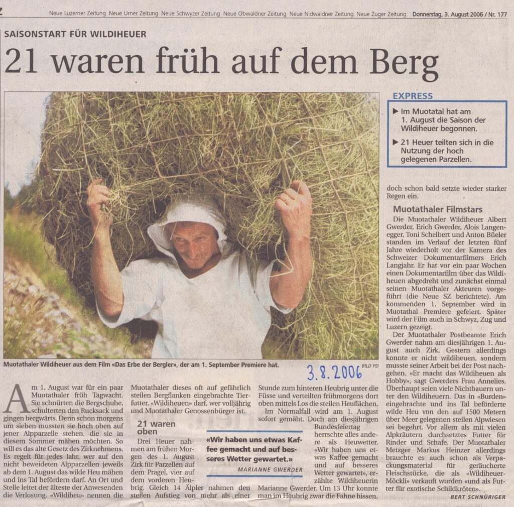 Zirknäh im Muotatal
Bert Schnüriger, Schwyzer Zeitung, 2006, Ze273