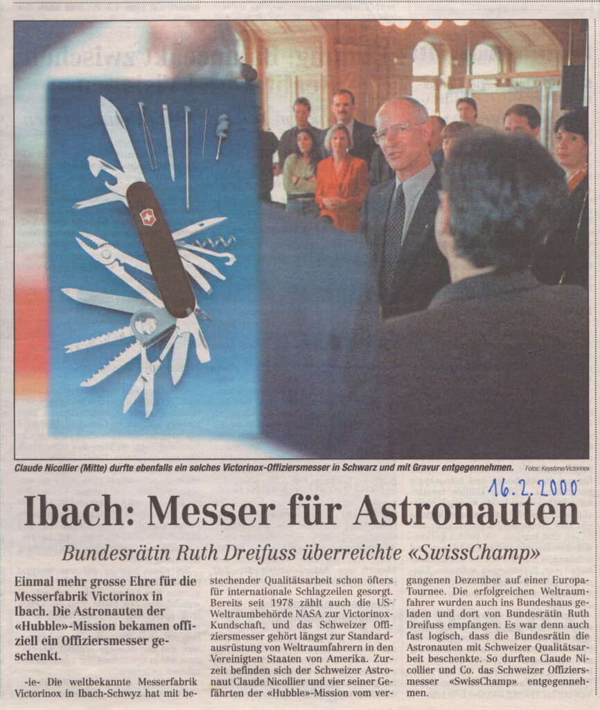 Messer für Astronauten
Ernst Immoos, Bote der Urschweiz, 2000, ZeVic53
