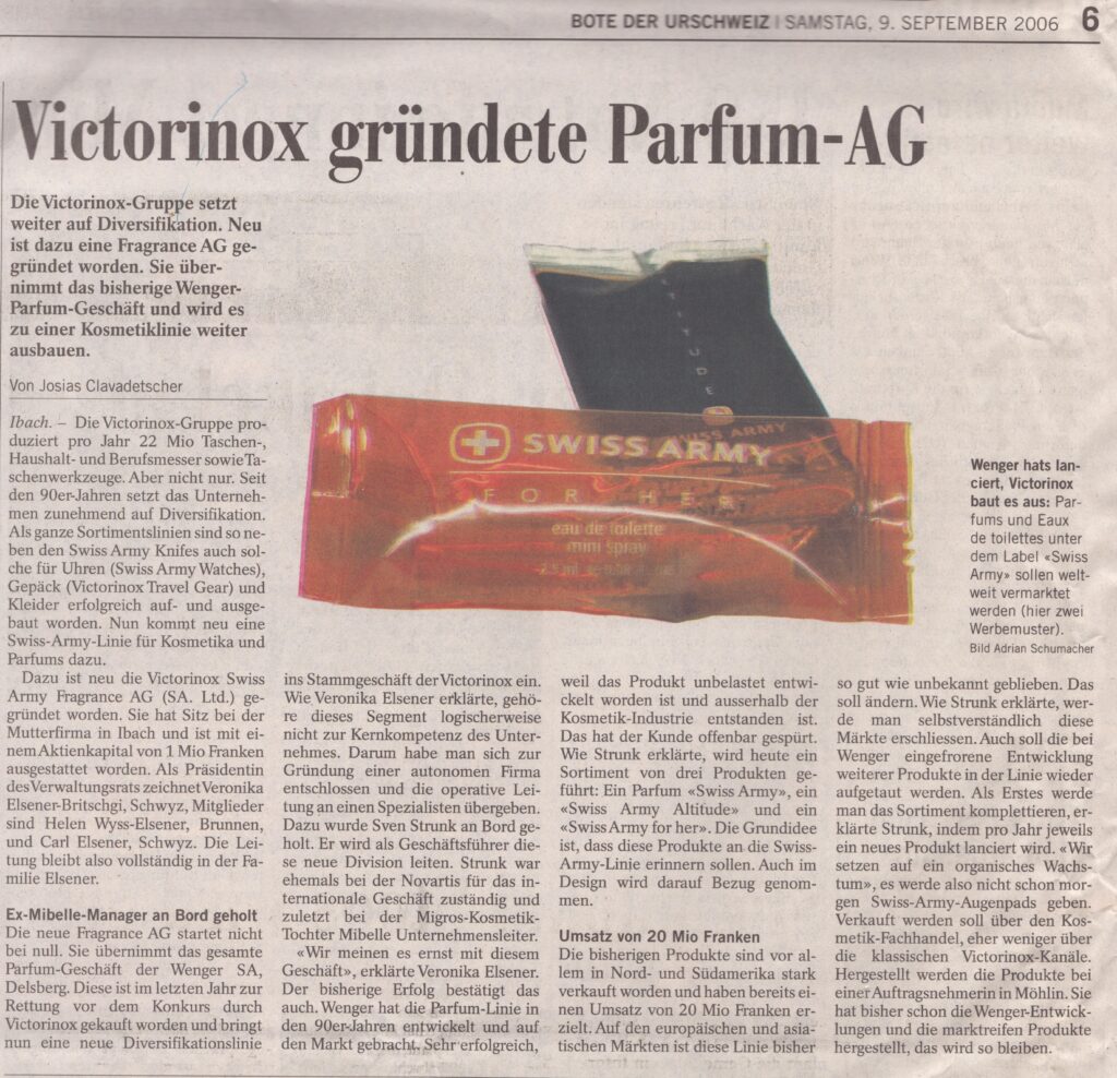 Parfüm
Josias Clavadetscher, Bote der Urschweiz, 2006, ZeVic55