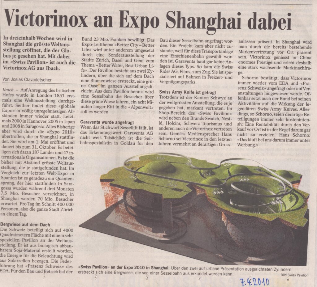 Expo in China
Josias Clavadetscher, Bote der Urschweiz, 2010, ZeVic62