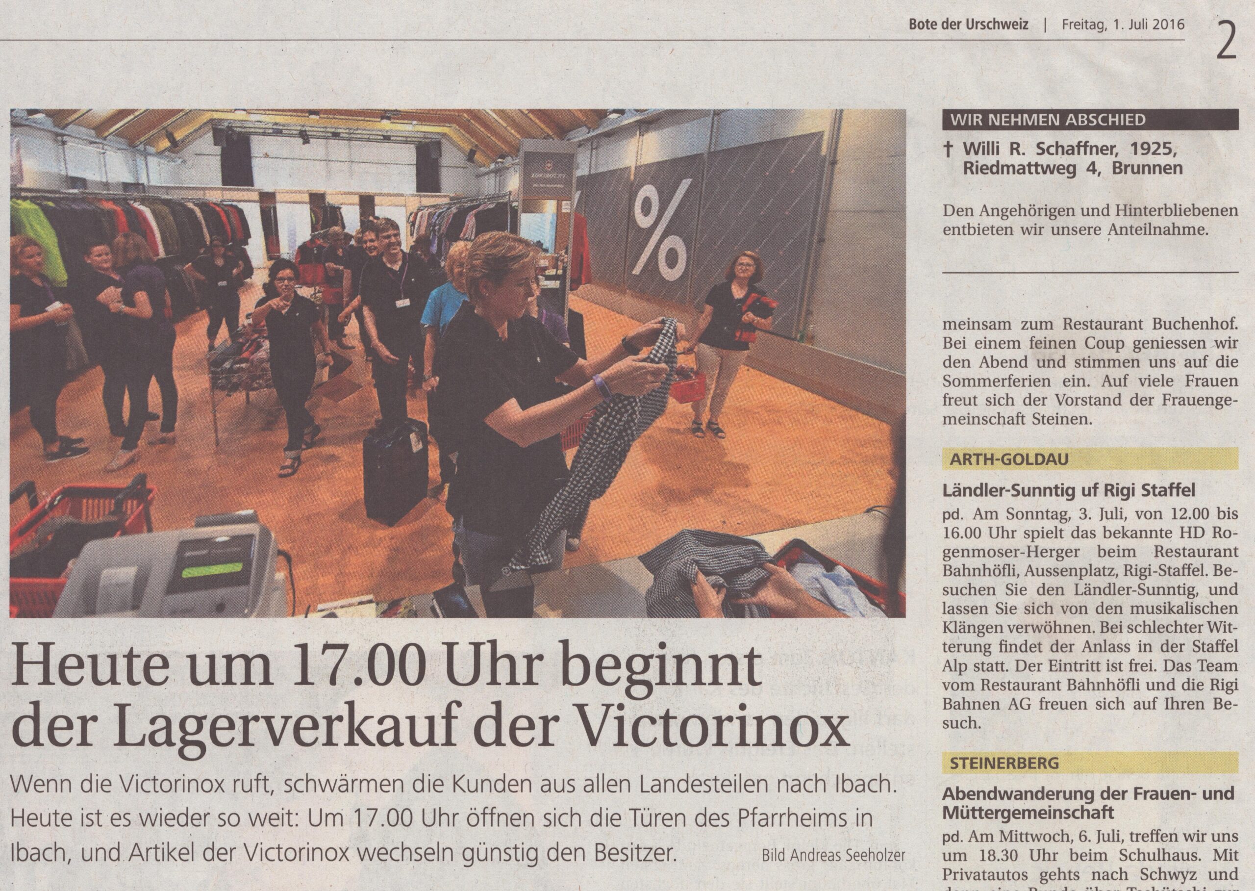 Lagerverkauf Ibach
Andreas Seeholzer, Bote der Urschweiz, 2016, ZeVic66