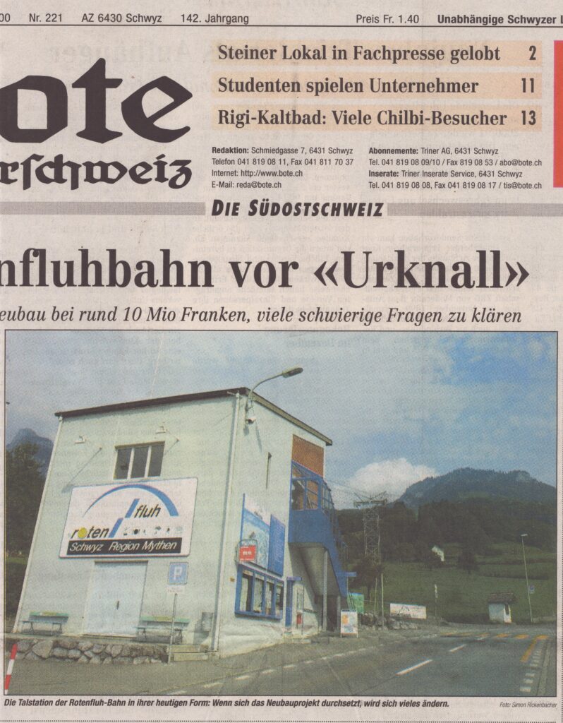 Ende der alten Bahn
Simon Rickenbacher, Bote der Urschweiz, 2000, Ze279