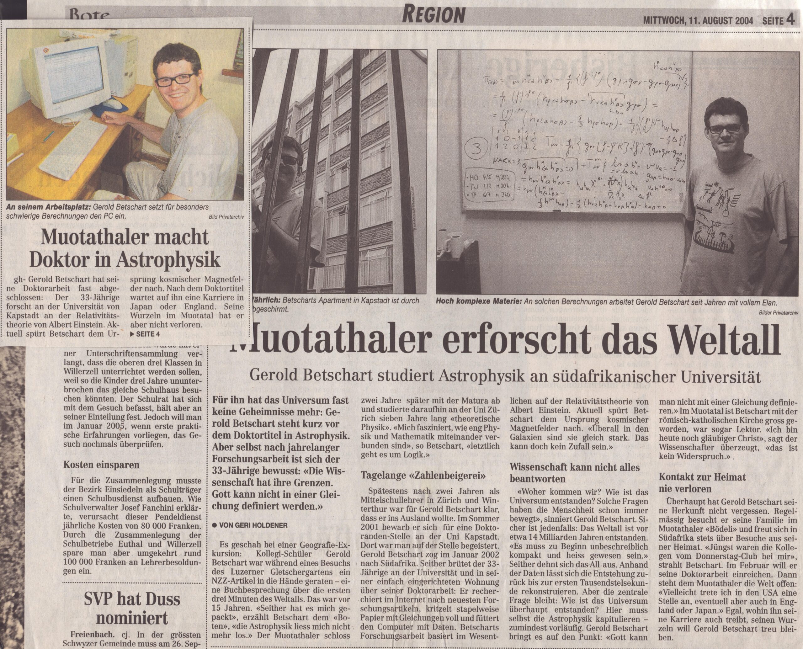 Gerold Betschart
Geri Holdener, Bote der Urschweiz, 2004, Ze282