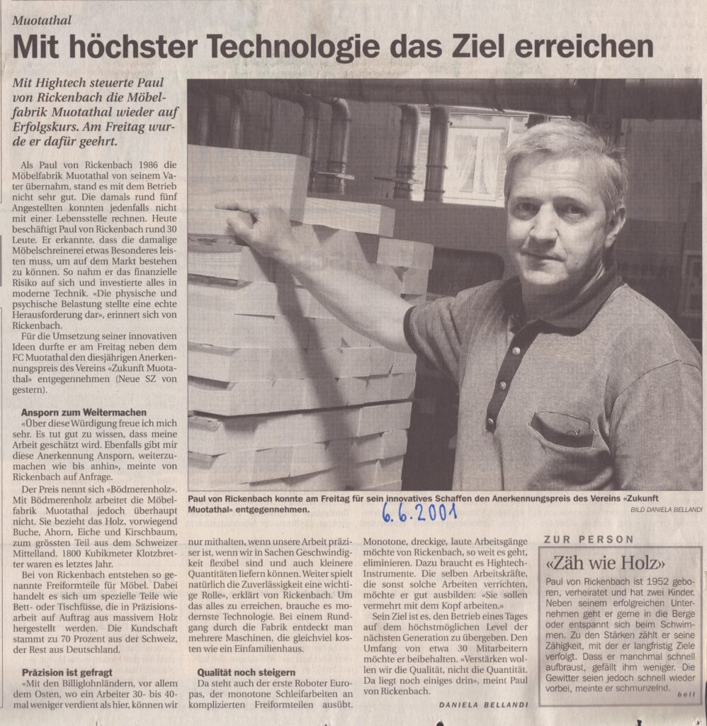 Paul von Rickenbach
Daniela Bellandi, Schwyzer Zeitung, 2001, Ze286