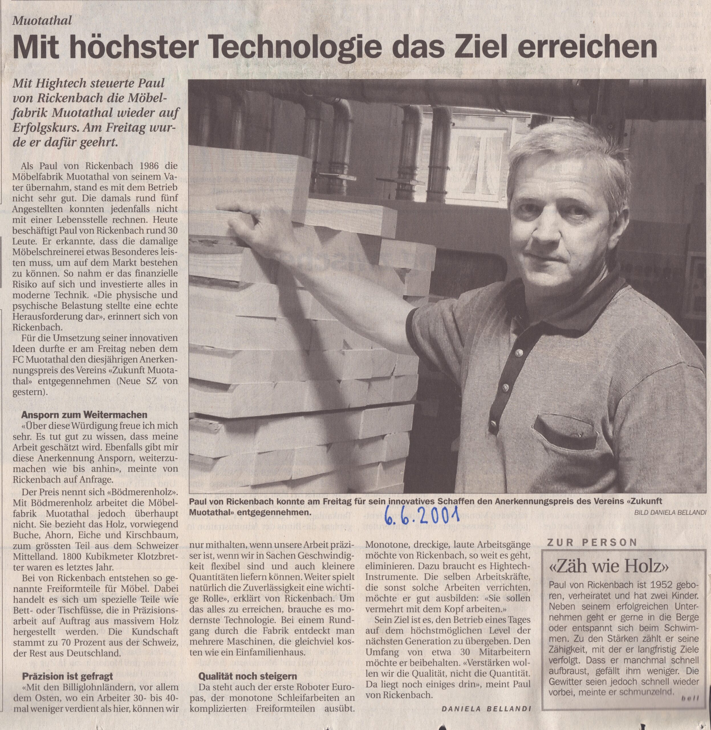 Paul von Rickenbach
Daniela Bellandi, Schwyzer Zeitung, 2001, Ze286