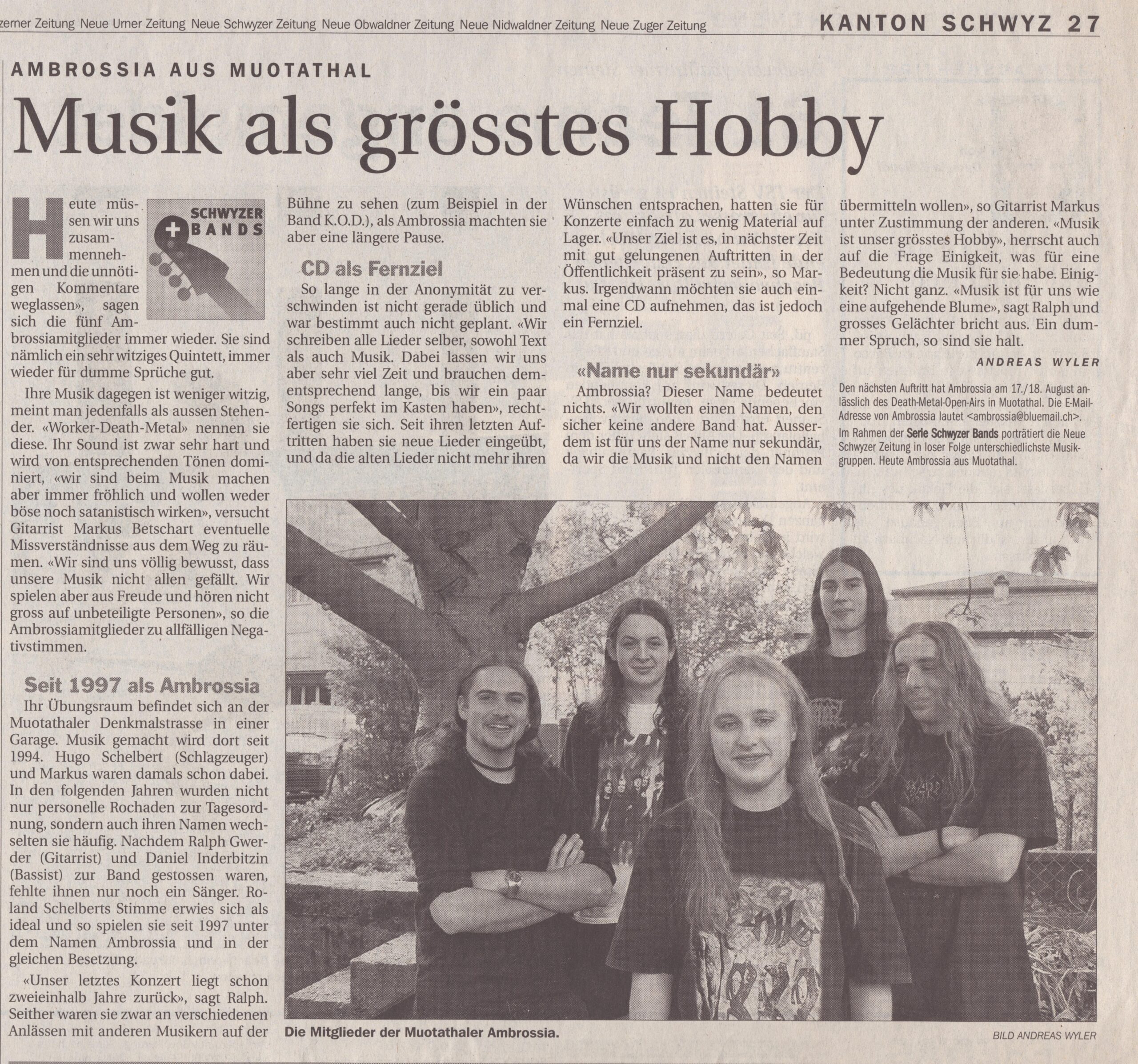 Muotathaler Band
Andreas Wyler, Schwyzer Zeitung, 2001, Ze287