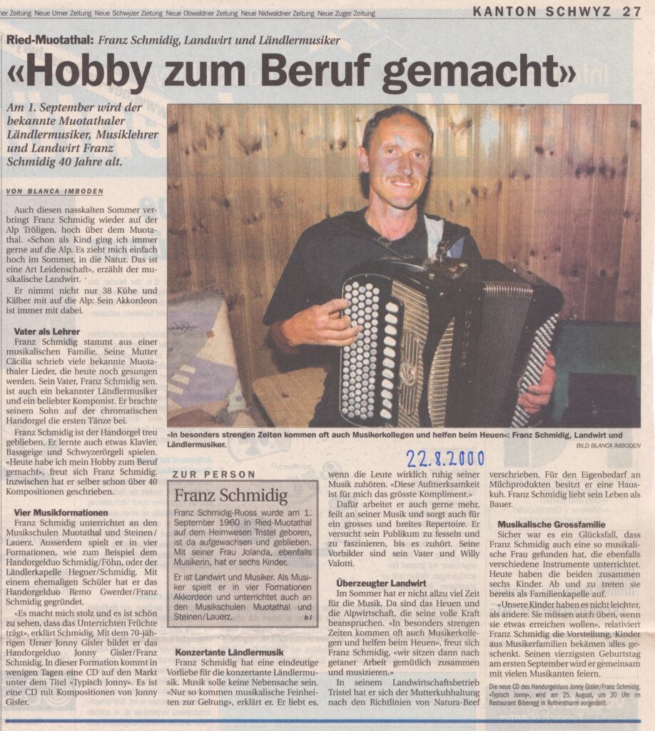 Franz Schmidig
Blanca Imboden, Schwyzer Zeitung, 2000, Ze294