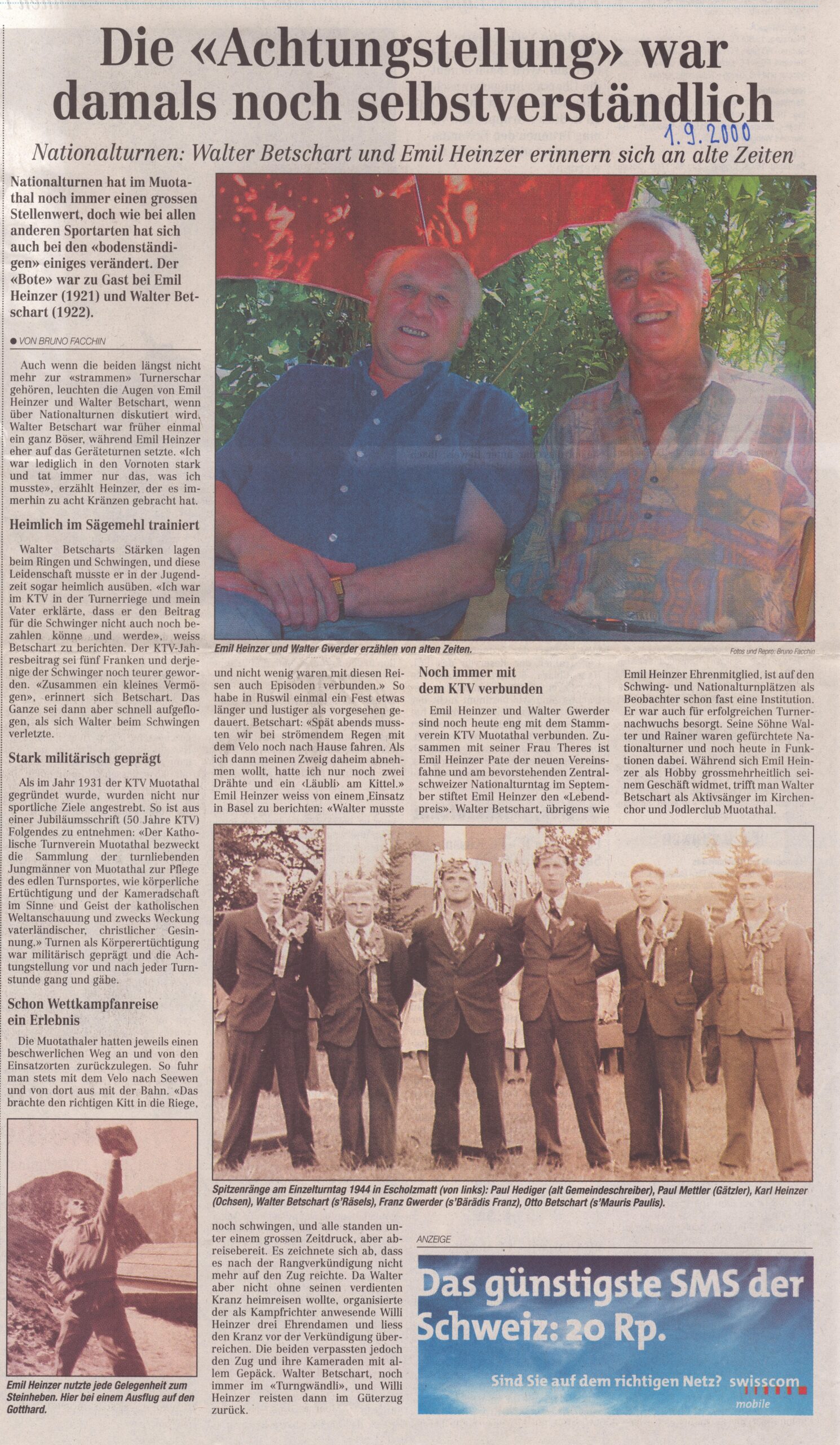 Walter Betschart / Emil Heinzer
Bruno Facchin, Bote der Urschweiz, 2000, Ze298