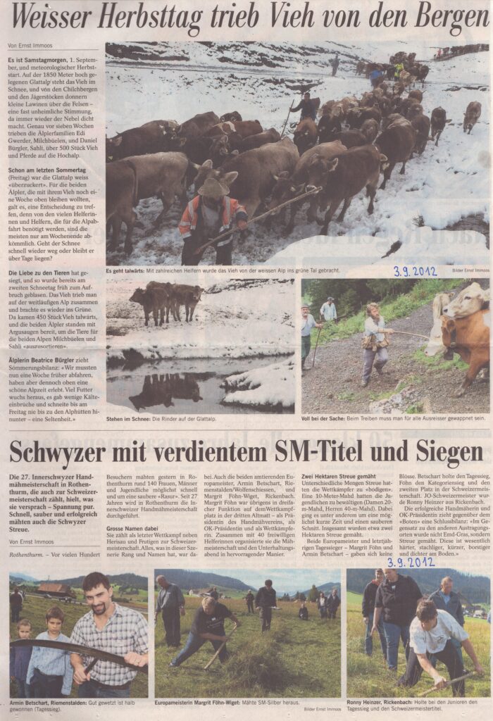 Glattalpabfahrt
Ernst Immoos, Bote der Urschweiz, 2012, Ze303