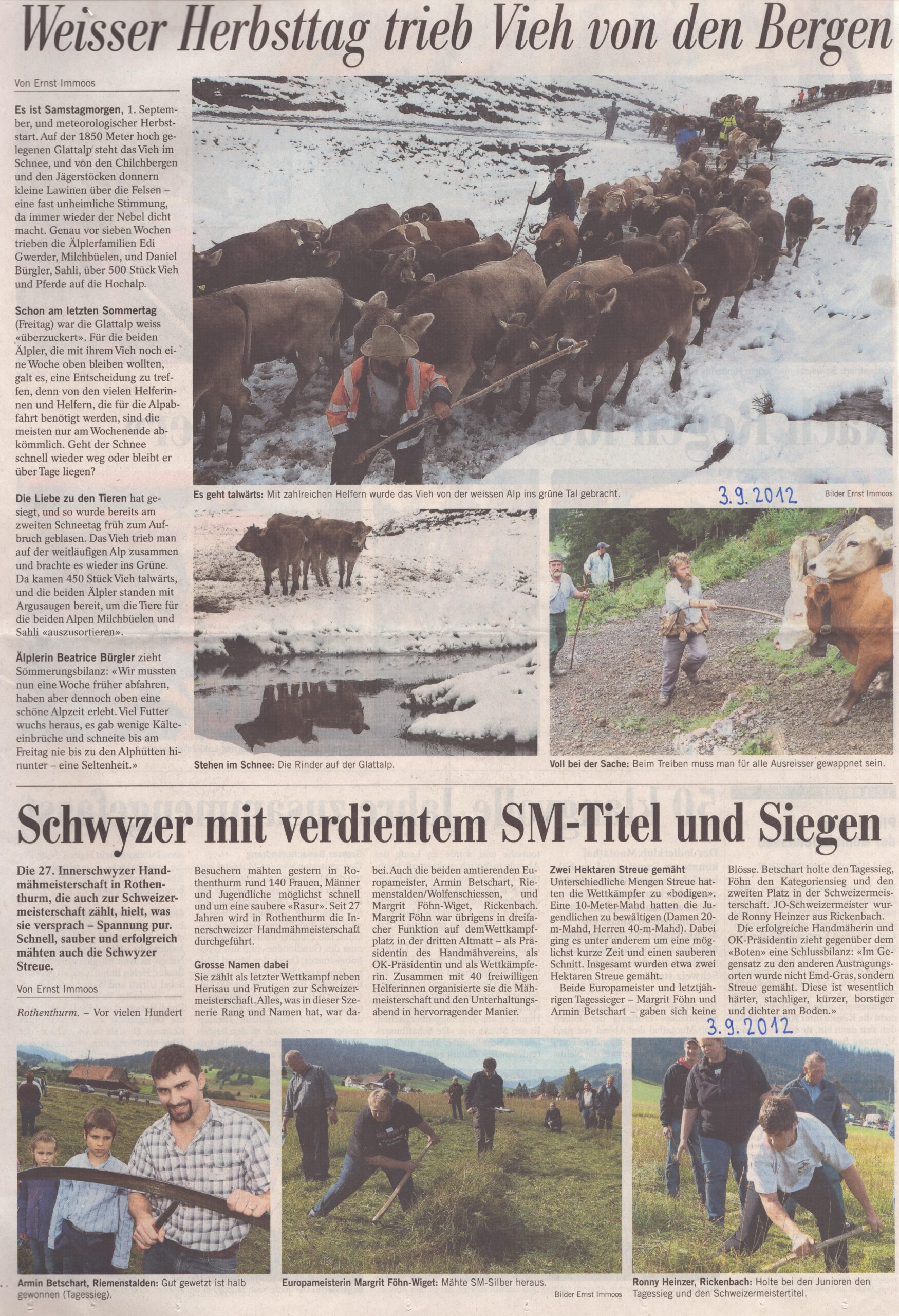 Glattalpabfahrt
Ernst Immoos, Bote der Urschweiz, 2012, Ze303