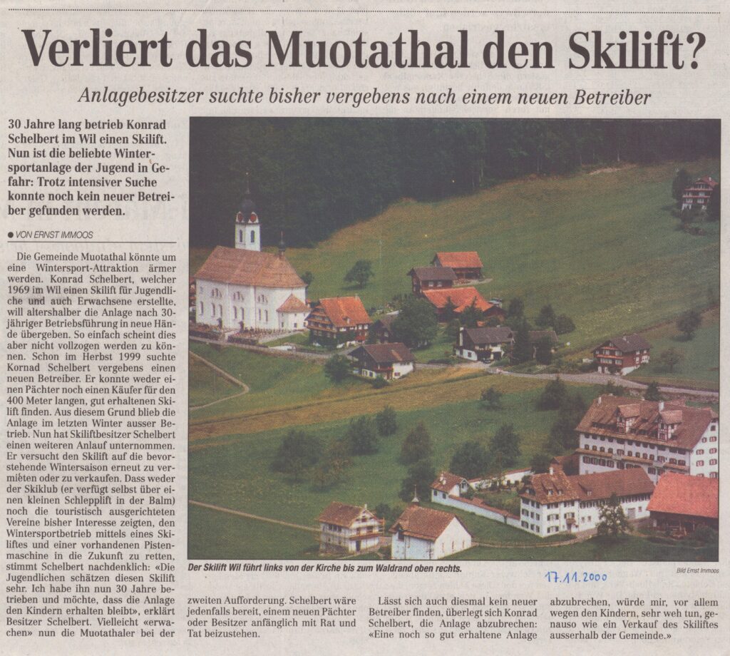 Skilift schliesst
Ernst Immoos, Bote der Urschweiz, 2000, Ze305