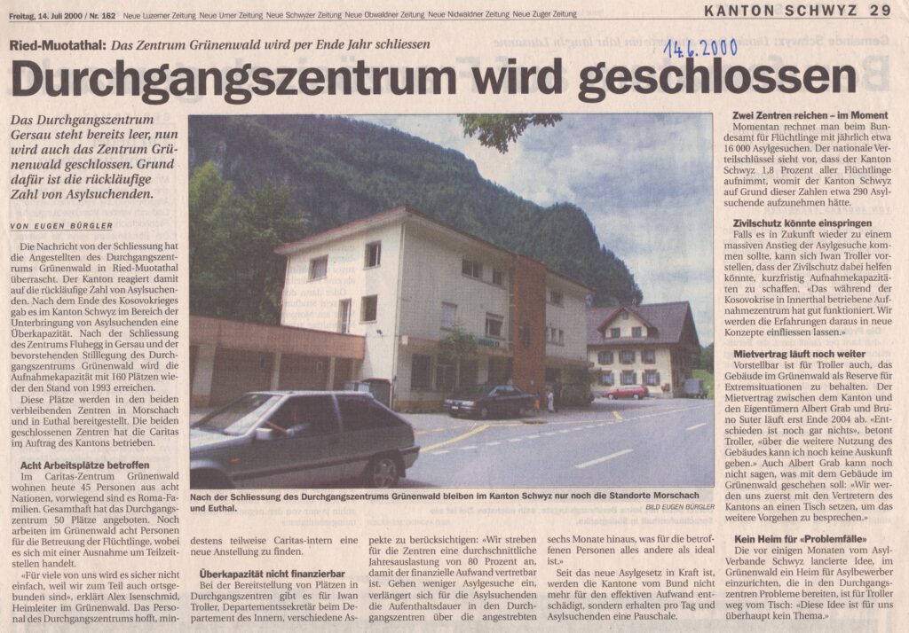 Grünenwald
Eugen Bürgler, Schwyzer Zeitung, 2000, Ze308