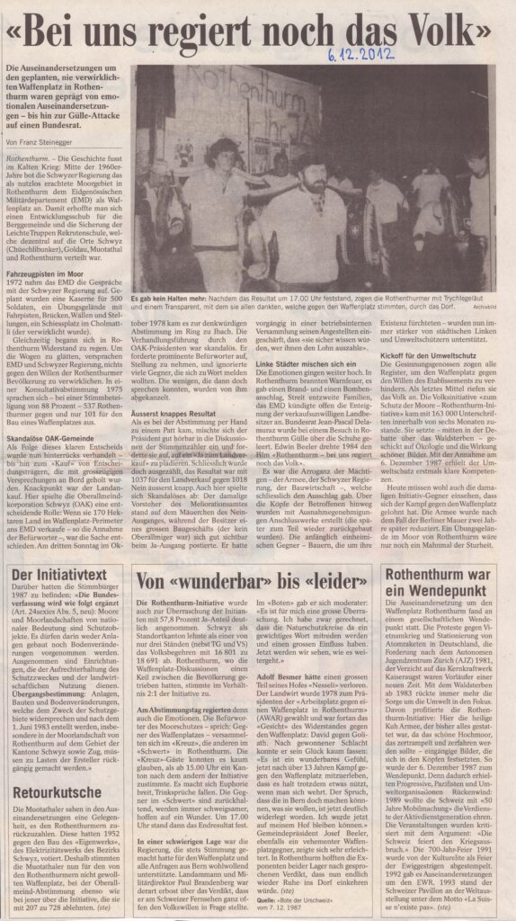 Waffenplatz Demos
Franz Steinegger, Bote der Urschweiz, 2012, Ze309