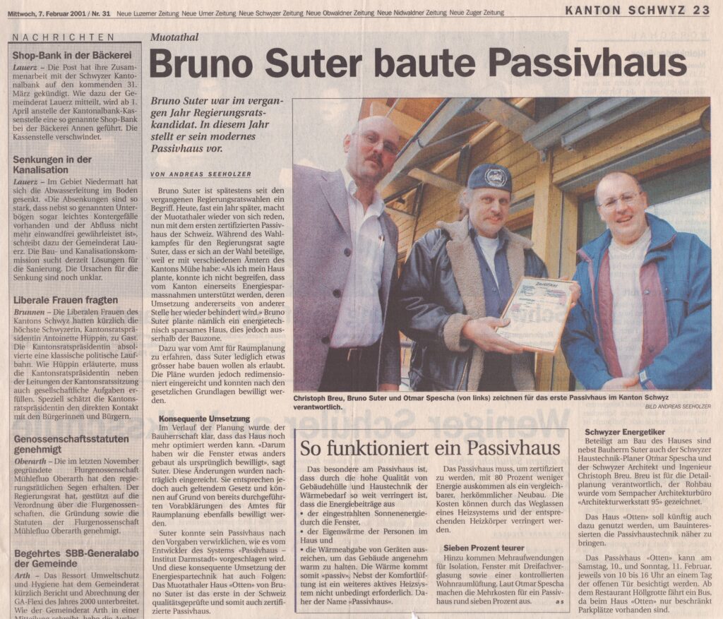 Bruno Suter
Andreas Seeholzer, Schwyzer Zeitung, 2001, Ze313