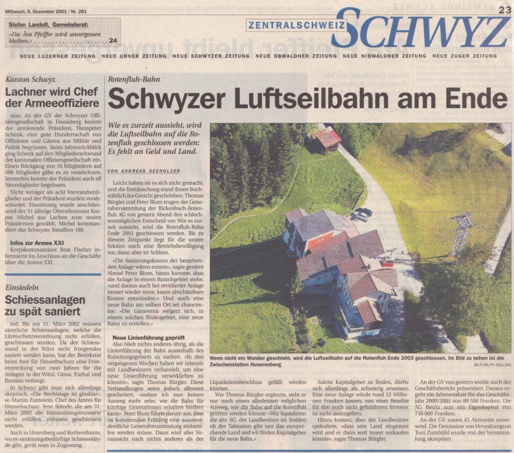 Rothenfluebahn
Andreas Seeholzer, Schwyzer Zeitung, 2001, Ze319