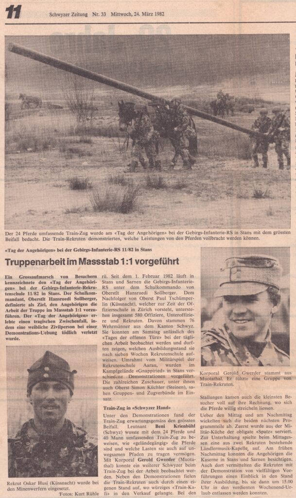 Geb Inf RS II/82
Kurt Rühle, Schwyzer Zeitung, 1982, Ze325