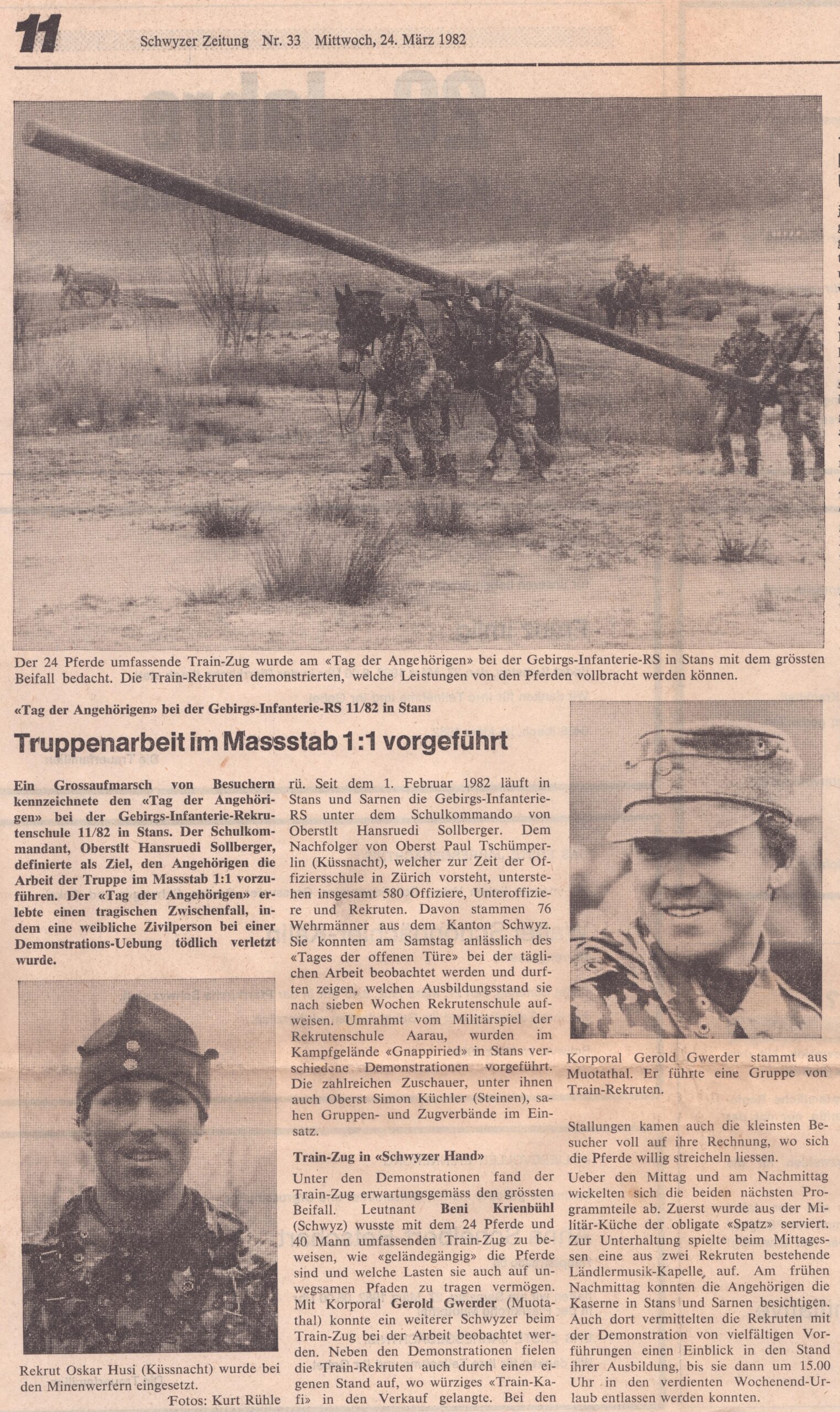 Geb Inf RS II/82
Kurt Rühle, Schwyzer Zeitung, 	1982, Ze325