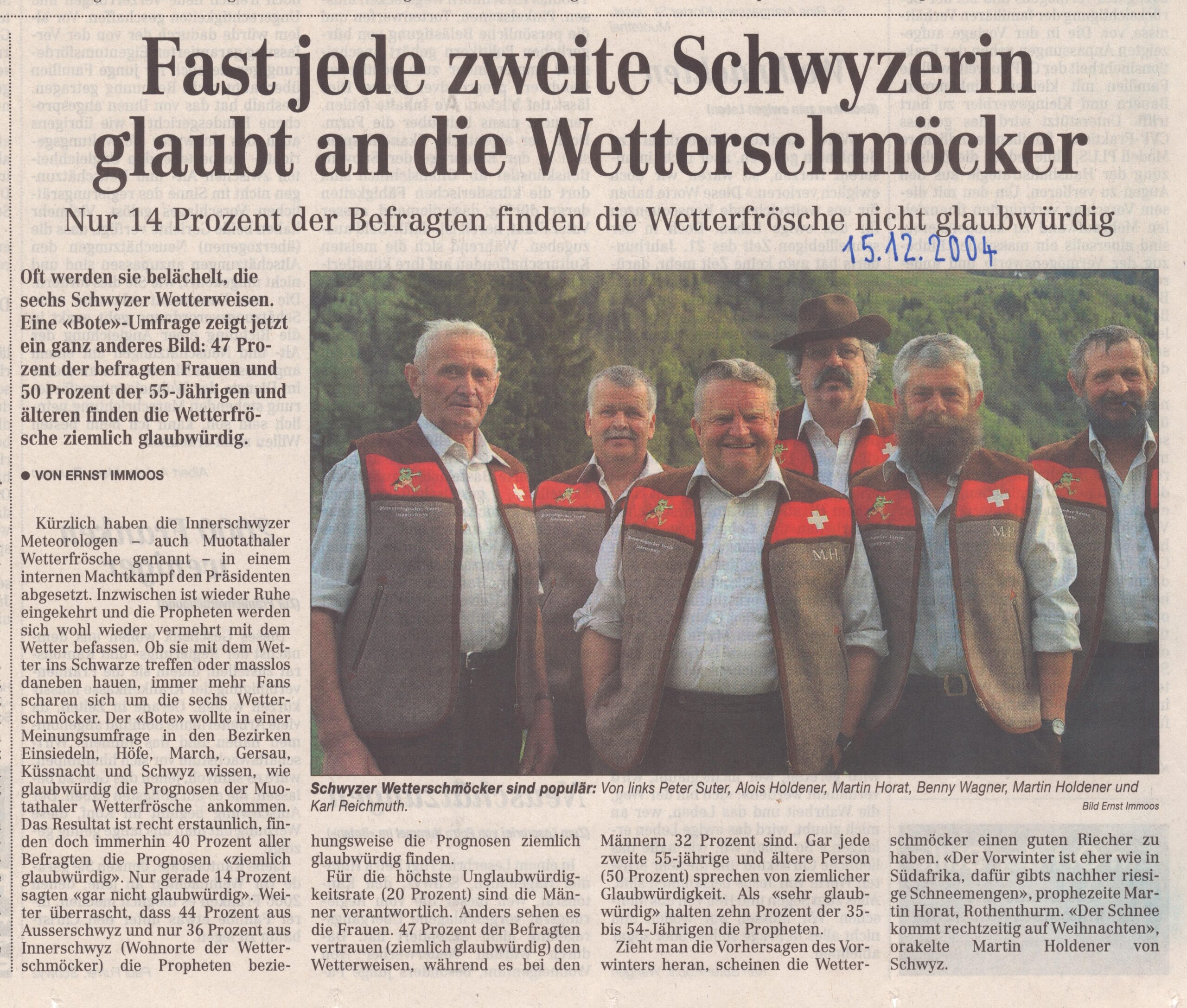 gar nicht so schlecht
Ernst Immoos, Bote der Urschweiz, 2004, Ze327