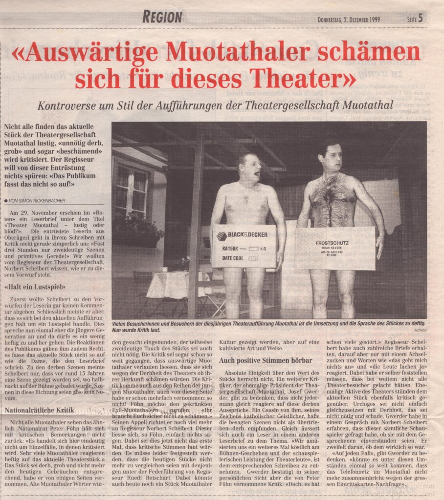 Kontroverse
Simon Rickenbacher, Bote der Urschweiz, 1999, Ze335