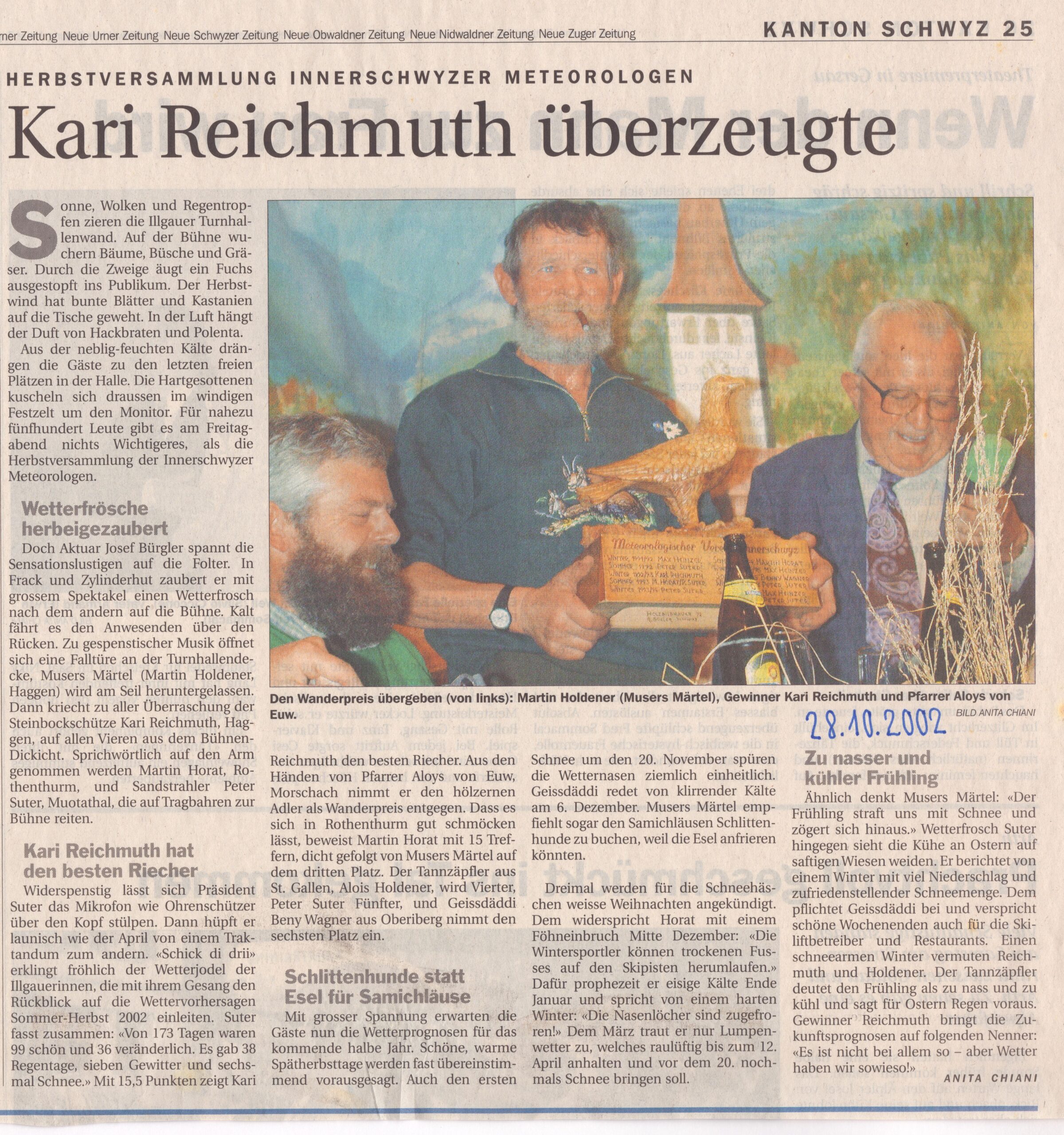 Herbstversammlung
Anita Chiani, Schwyzer Zeitung, 2002, Ze338
