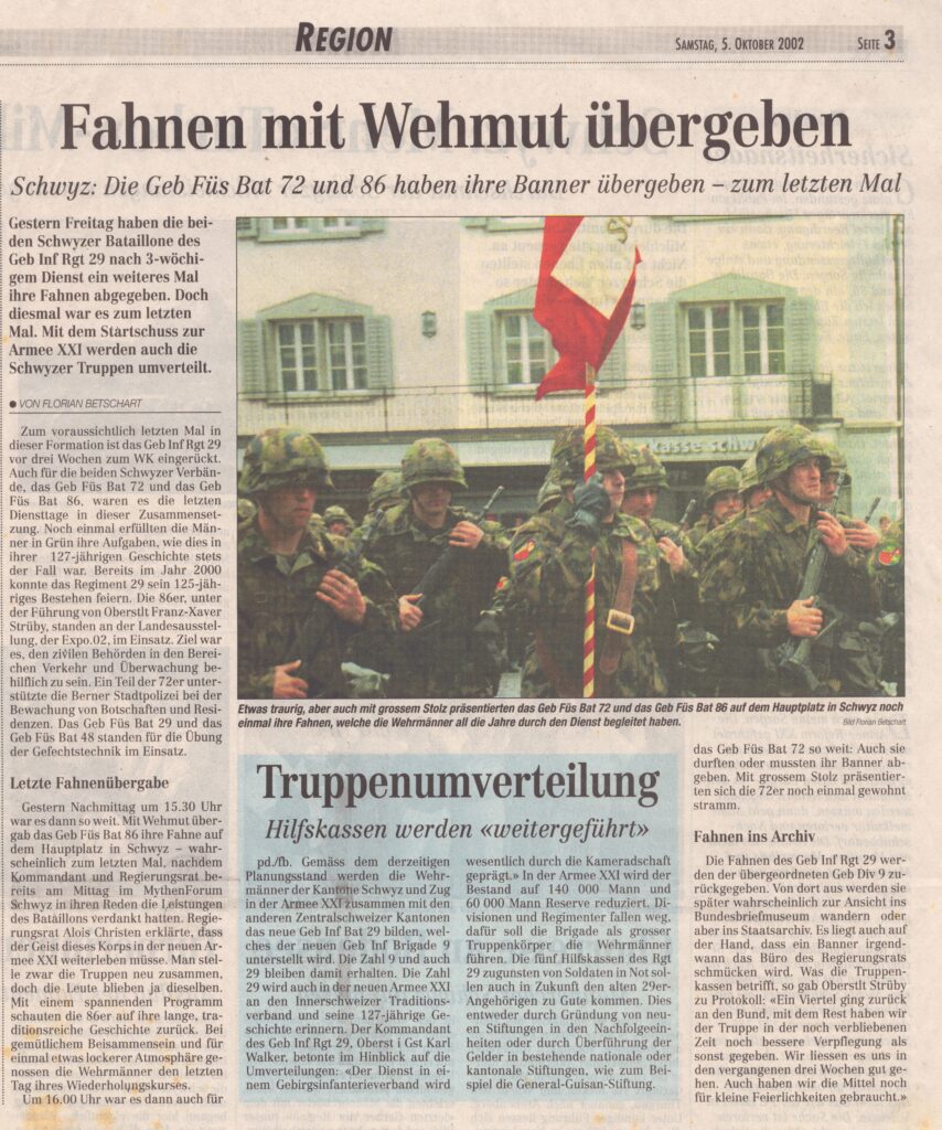 Geb Inf Bat 72 - 86
Florian Betschart, Bote der Urschweiz, 2002, Ze341