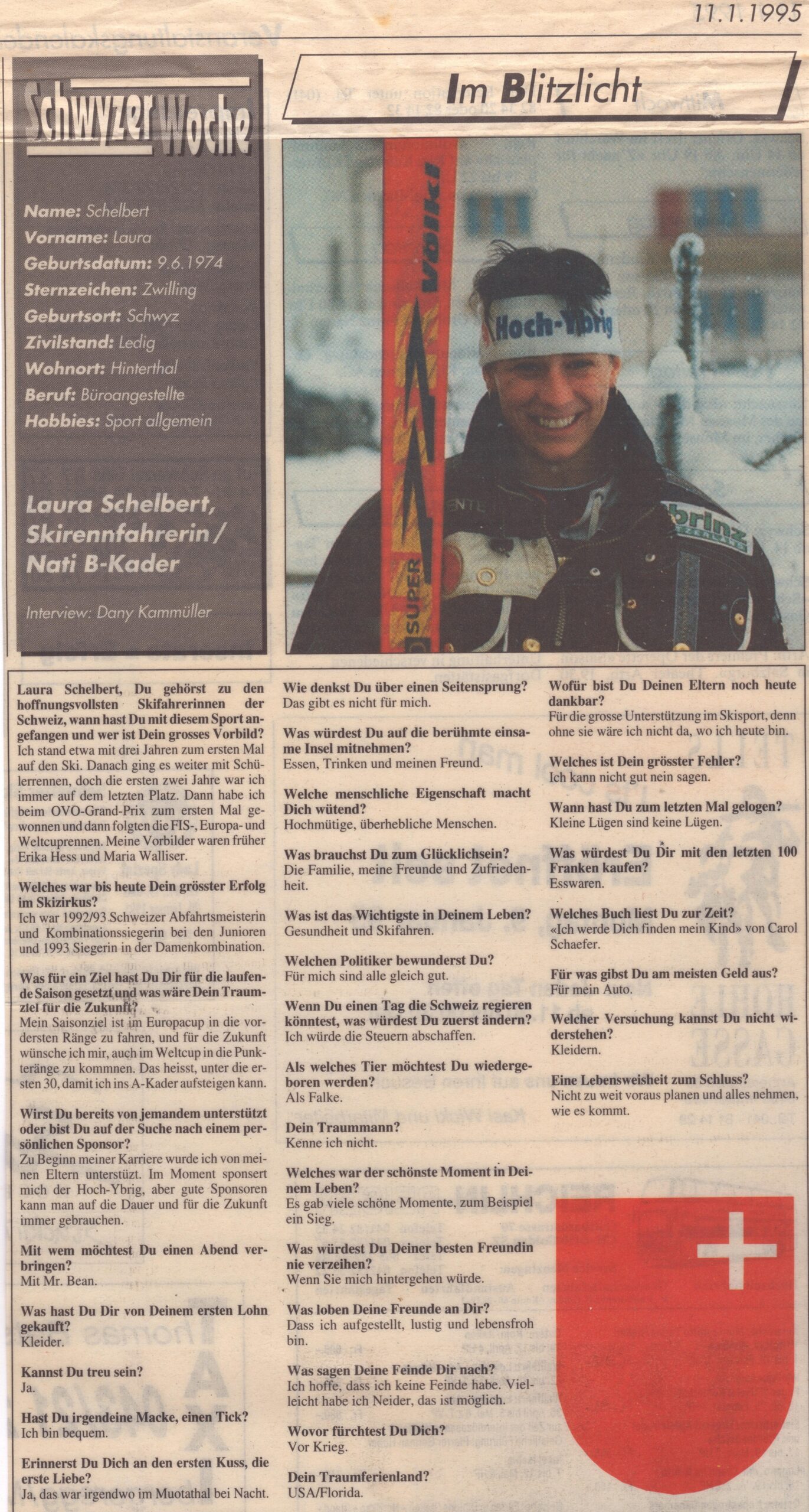 Skirennfahrerin B-Kader
Dany Kammüller, Schwyzer Woche, 1995, Ze347
