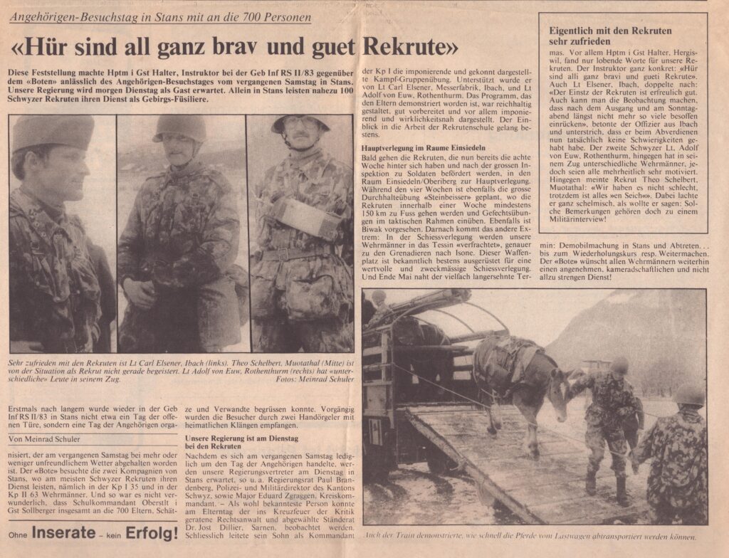 Geb Inf RS II/83
Meinrad Schuler, Bote der Urschweiz, 1983, Ze351