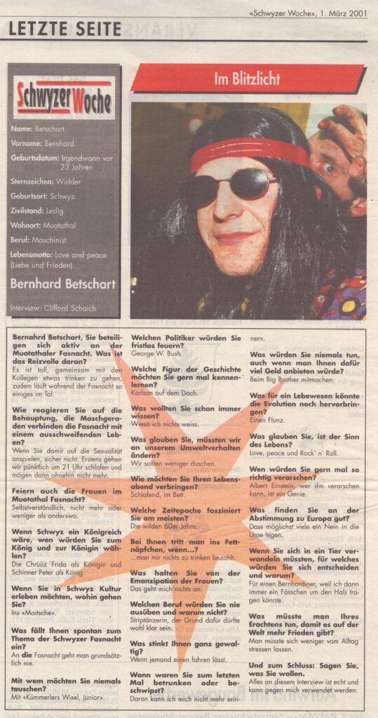 ex. Maschinist
Clifford Schaich, Schwyzer Woche, 2001, Ze353