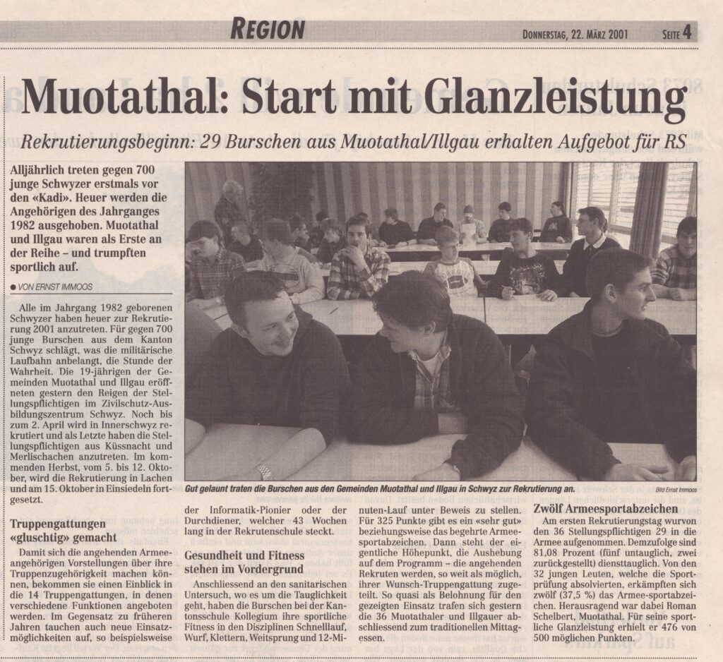 Stellungstag Muotathaler
Ernst Immoos, Bote der Urschweiz, 2001, Ze354