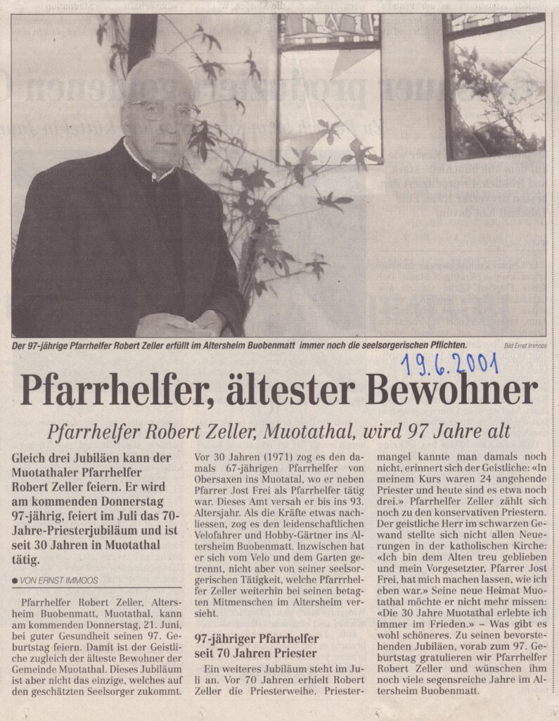 97 Jahre alt
Ernst Immoos, Bote der Urschweiz, 2001, Ze360