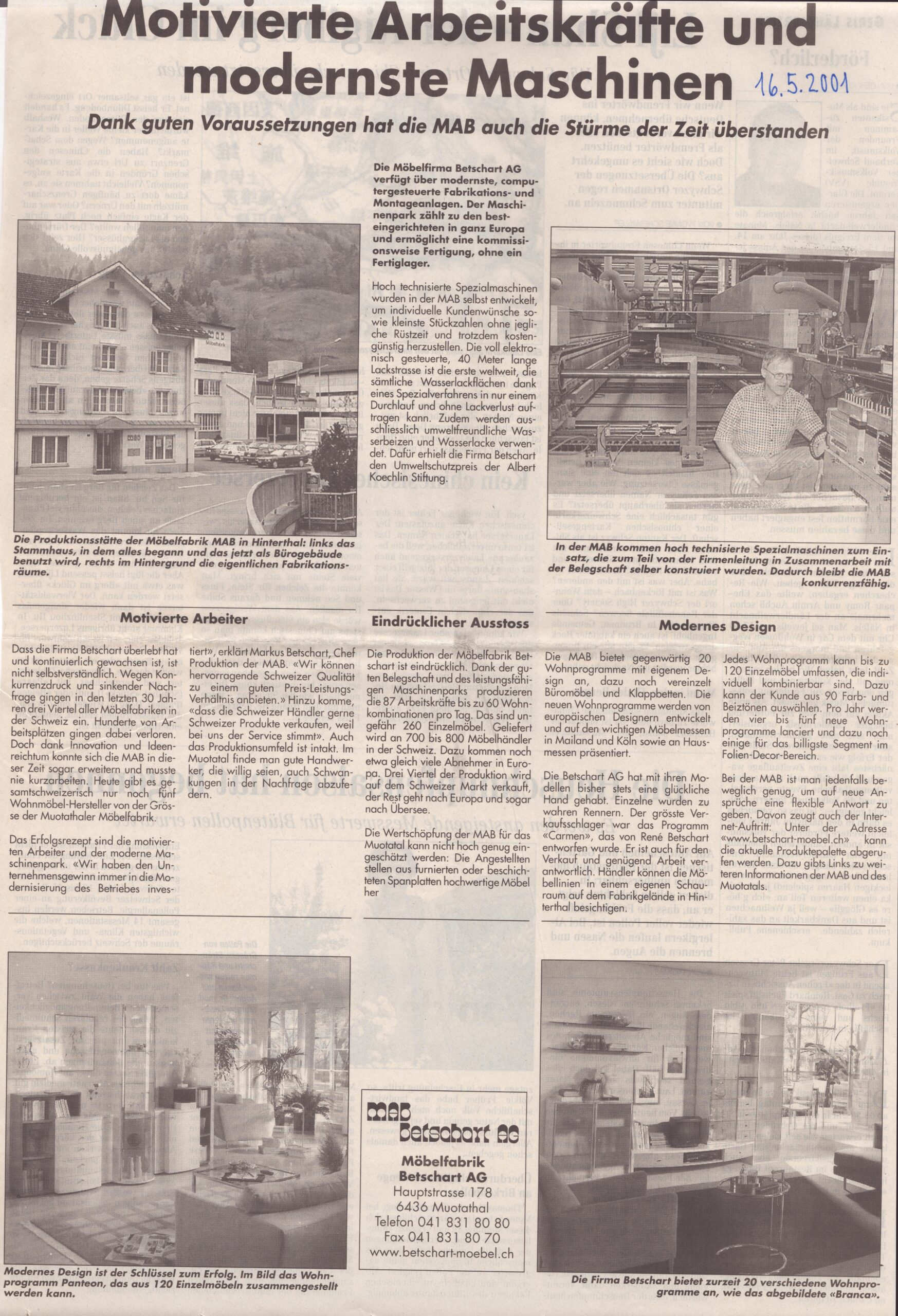 Möbelfabrik MAB
Bote der Urschweiz, 2001, Ze364