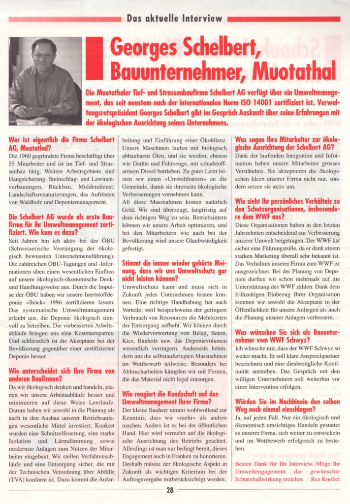 Zertifikat ISO 14001
Res Knobel, WWF Heft, 2001, Ze366