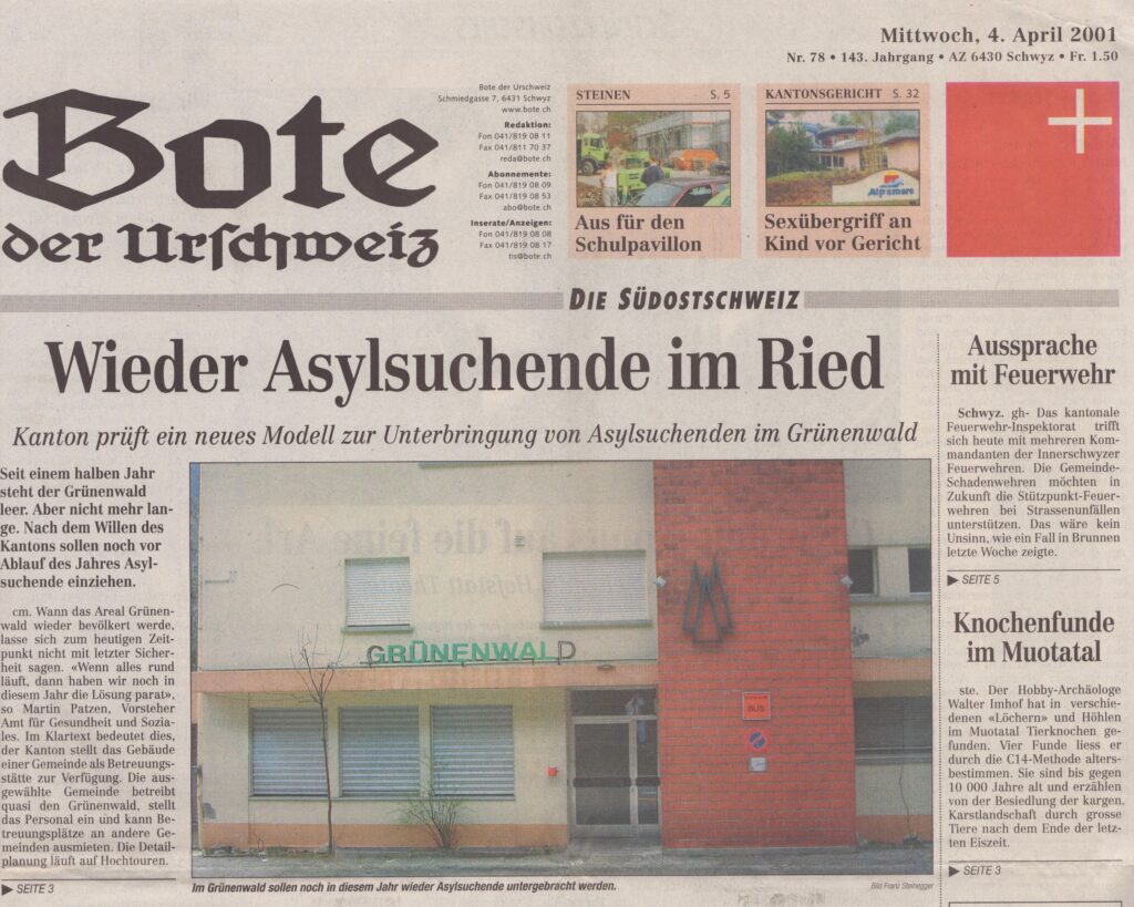 Grünenwald
cm, Bote der Urschweiz, 2001, Ze370