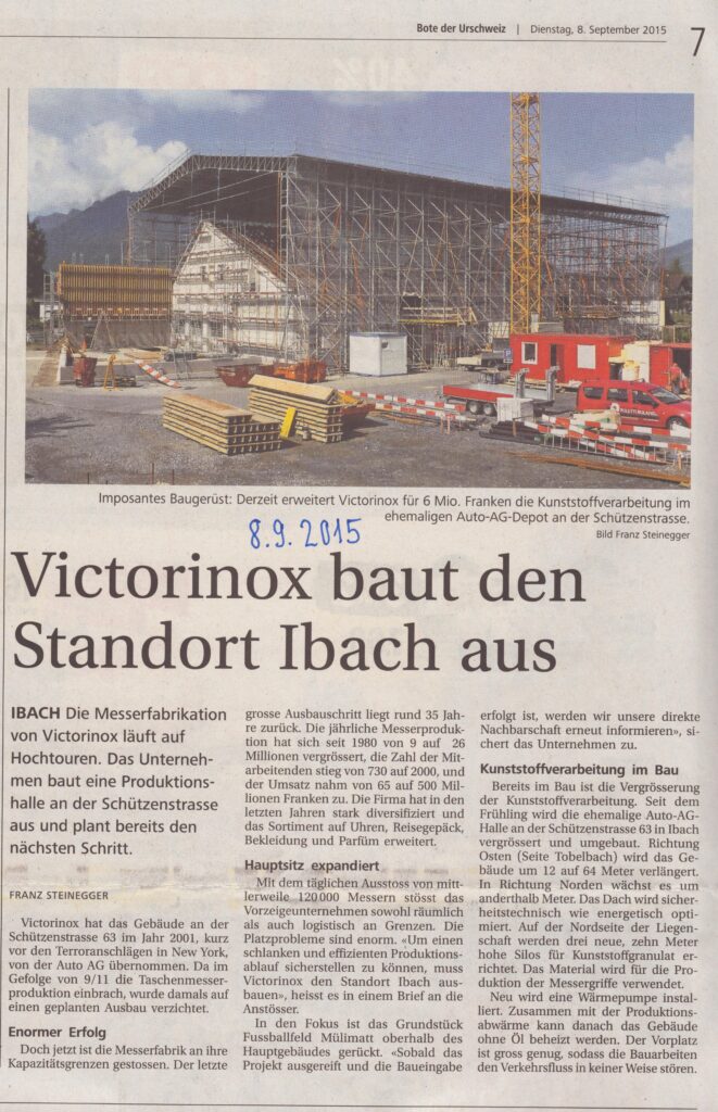 Bau neue Fabrik
Franz Steinegger, Bote der Urschweiz, 2015, ZeVic84