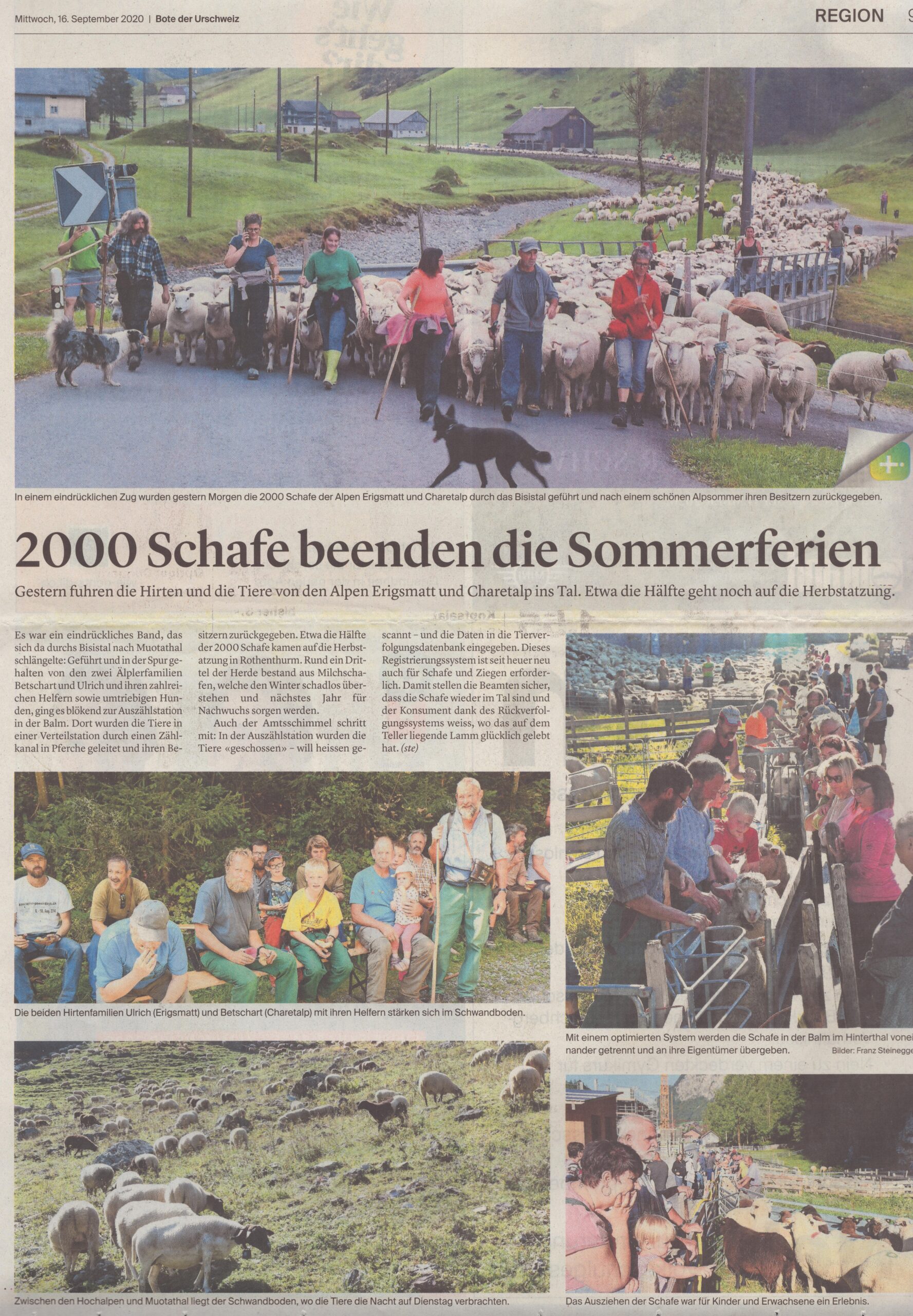 Erigsmatt, Charetalp
Franz Steinegger, Bote der Urschweiz, 2020, Ze376