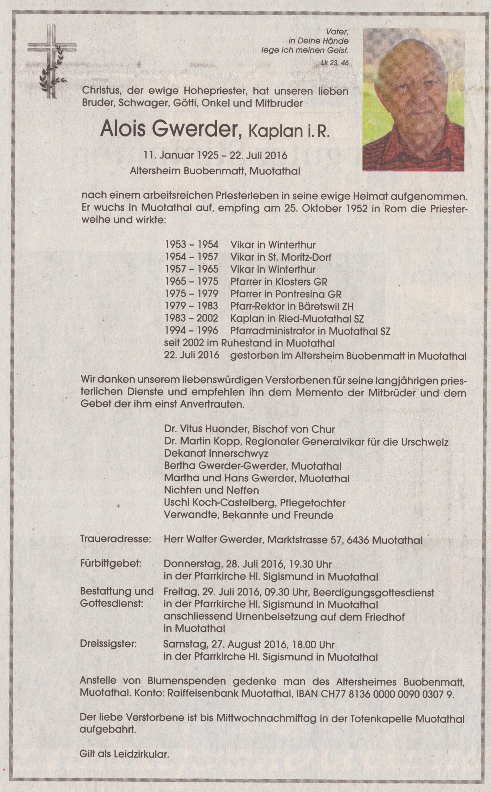 Kaplan
Leidzirkular, Bote der Urschweiz, 2016, Ze384