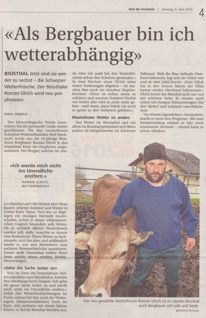 Roman Ulrich
Ernst Immoos, Bote der Urschweiz, 2016, Ze389