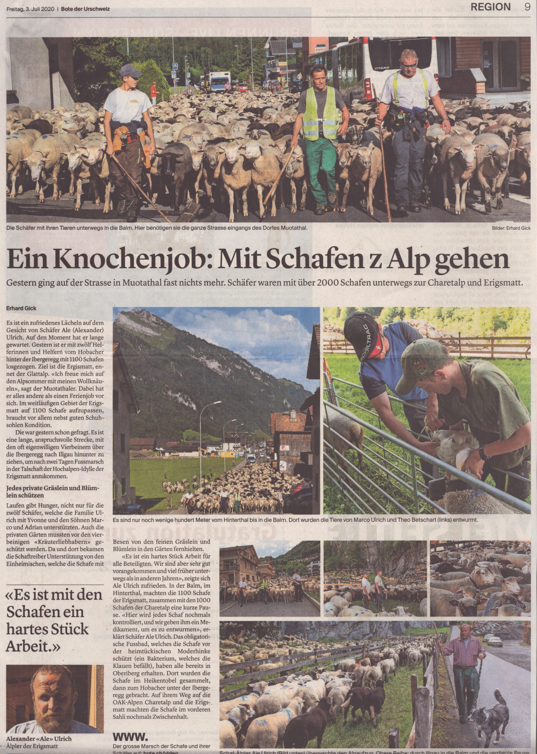 Alex Ulrich
Erhard Gick, Bote der Urschweiz, 2020, Ze391