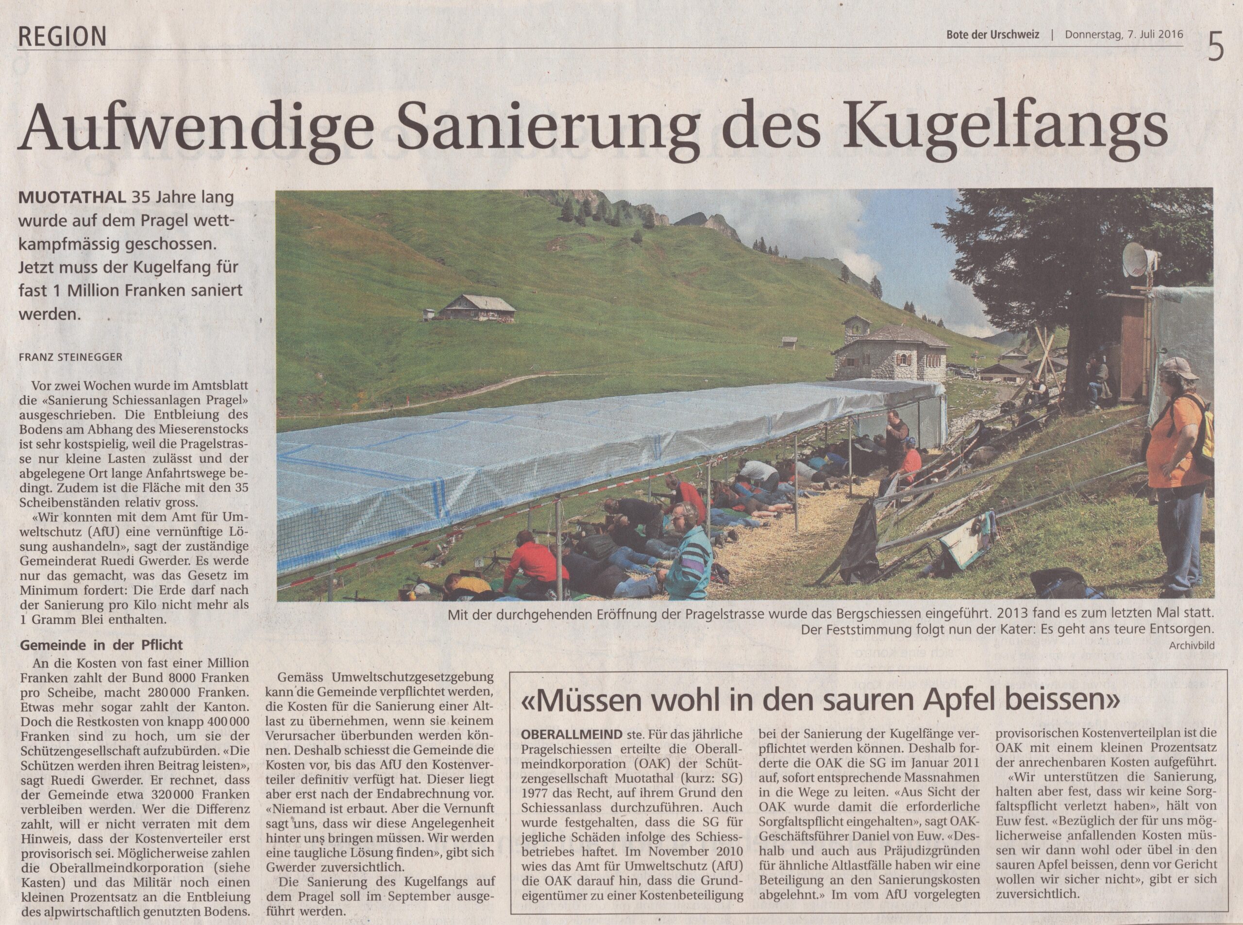 Pragelschiessen
Franz Steinegger, Bote der Urschweiz, 2016, Ze392