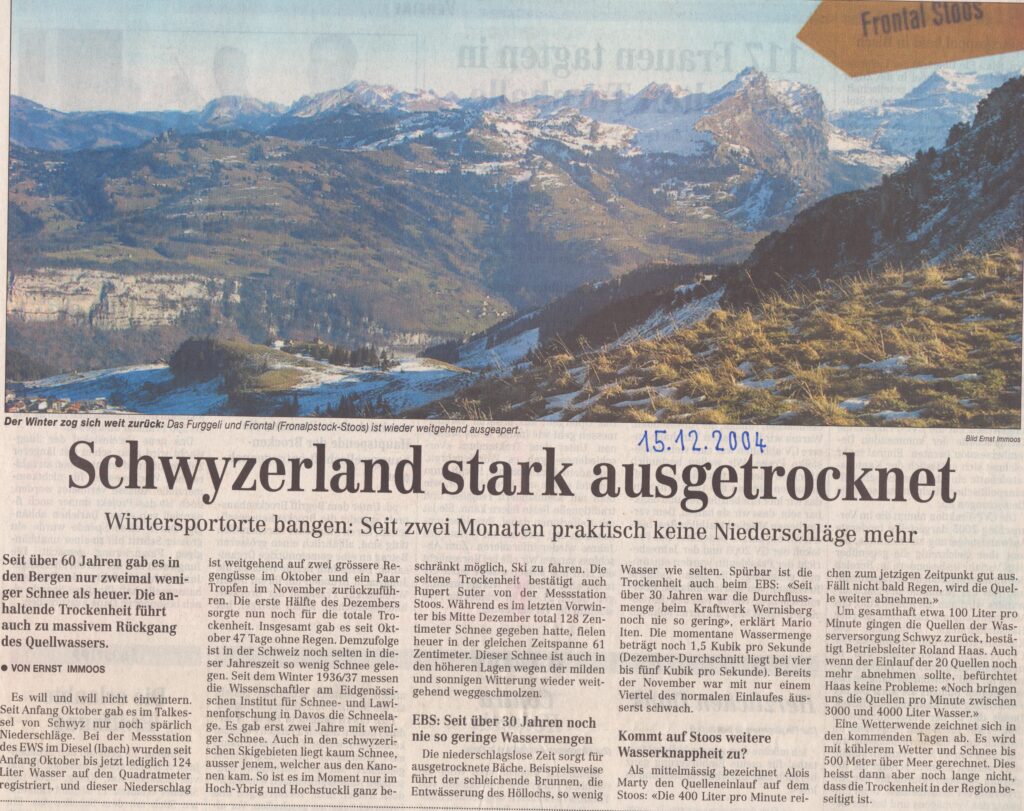 Niederschläge
Ernst Immoos, Bote der Urschweiz, 2004, Ze393