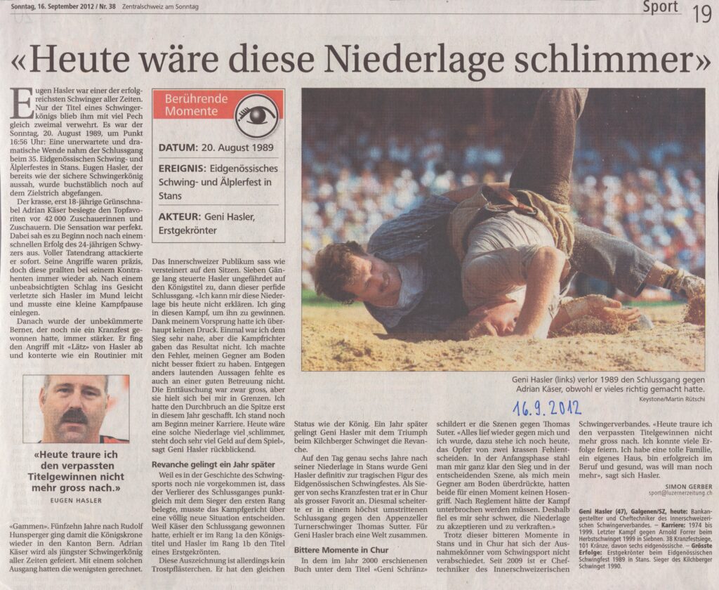 Geni Hasler
Simon Gerber, Schwyzer Zeitung, 2012, Ze396