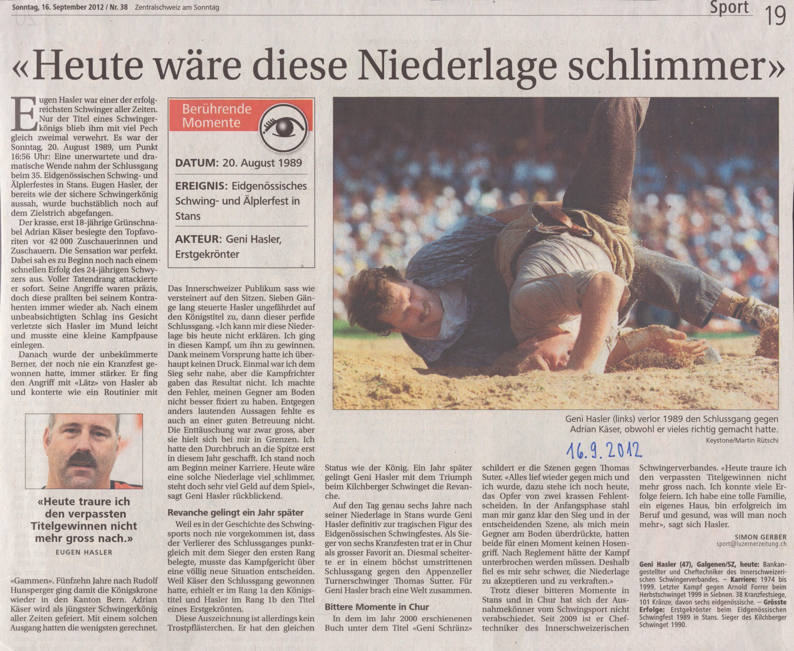 Geni Hasler
Simon Gerber, Schwyzer Zeitung, 2012, Ze396