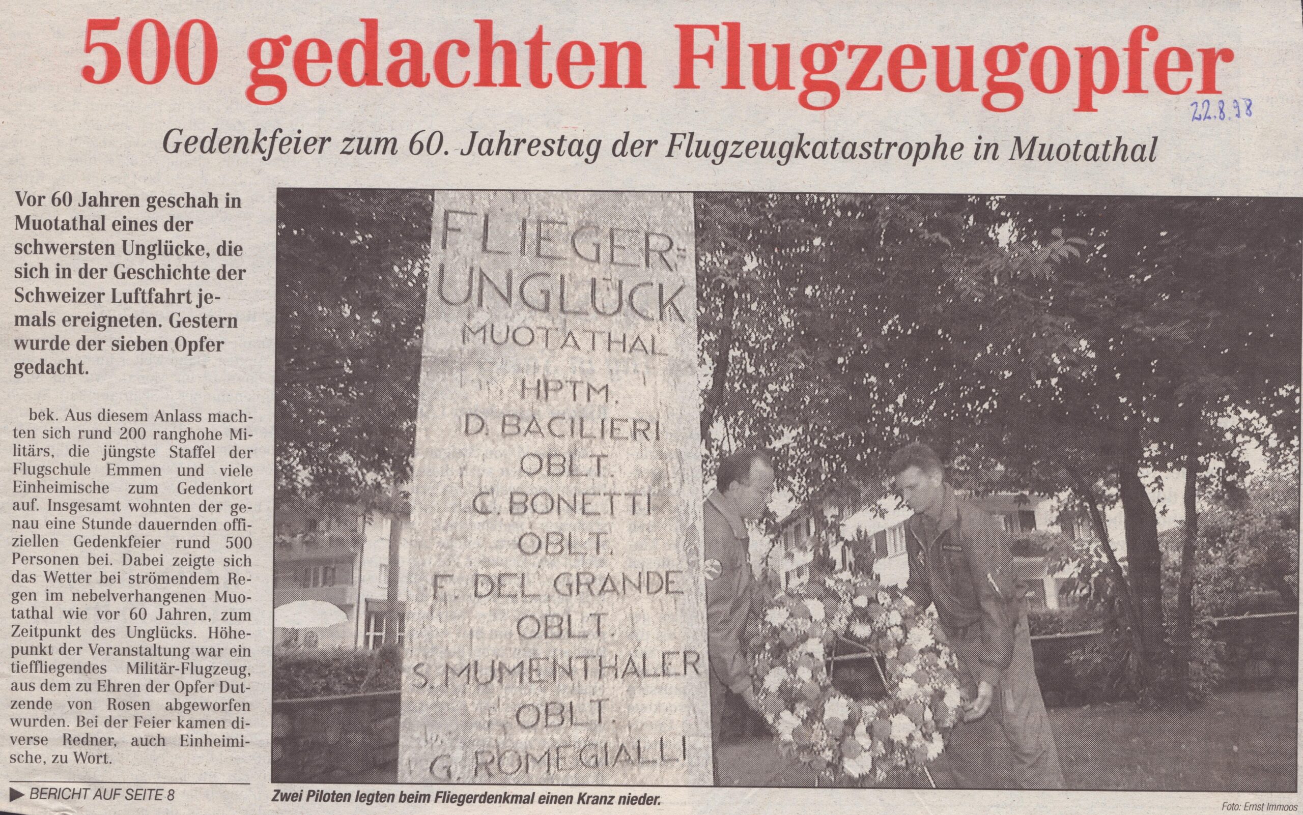 Unglück am Heubrig
Ernst Immoos, Bote der Urschweiz, 1998, Ze401