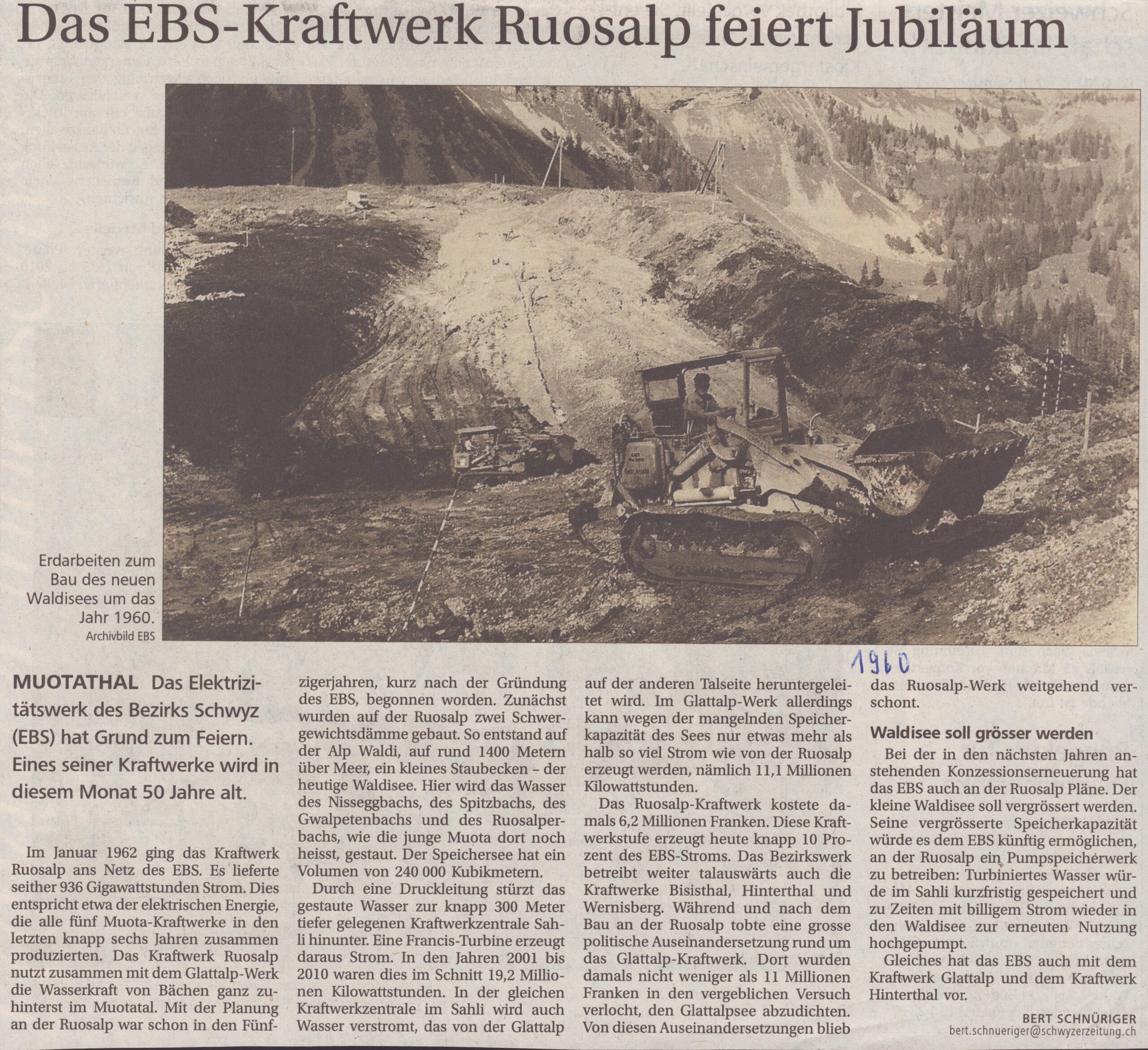 Jubiläum
Bert Schnüriger, Schwyzer Zeitung, 1960, Ze404