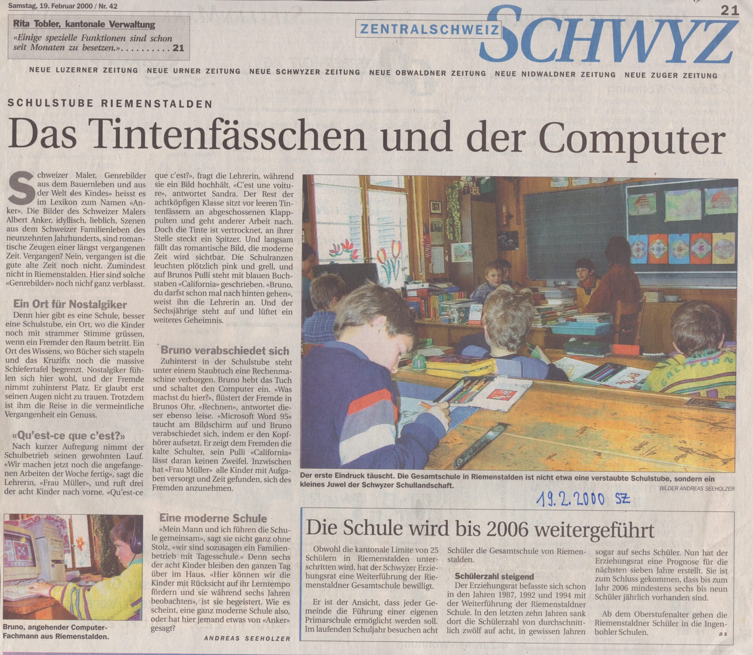 Riemenstalden
Andreas Seeholzer, Schwyzer Zeitung, 2000, Ze407