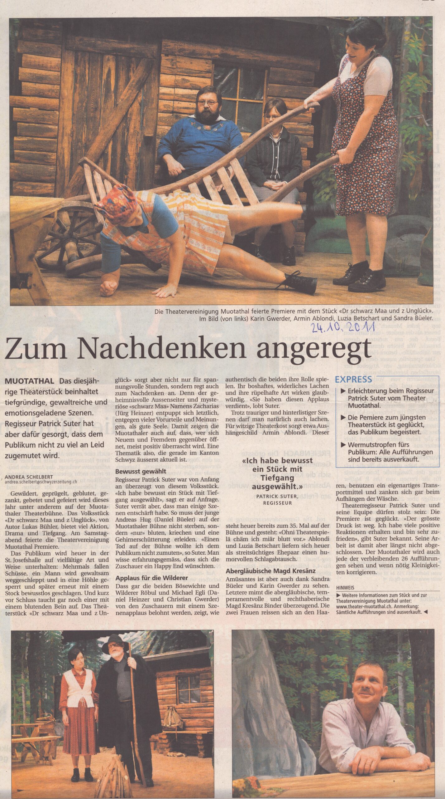 Theater
Andrea Schelbert, Schwyzer Zeitung , 2011, Ze411