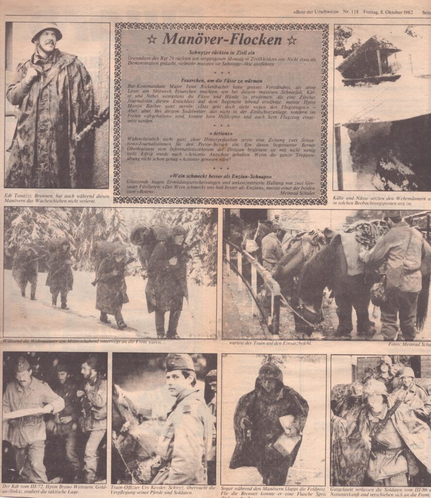 Manöver im Schnee
Meinrad Schuler, Bote der Urschweiz, 1982, Ze412